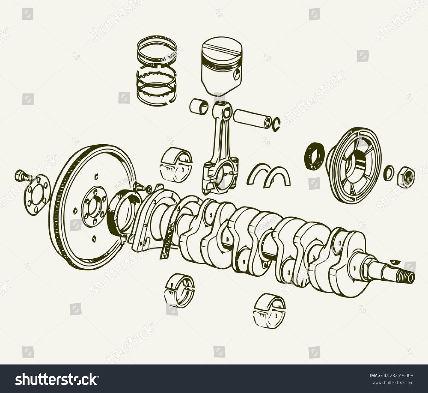 Crankshaft Assembly Stock Vector Illustration 232694008 : Shutterstock