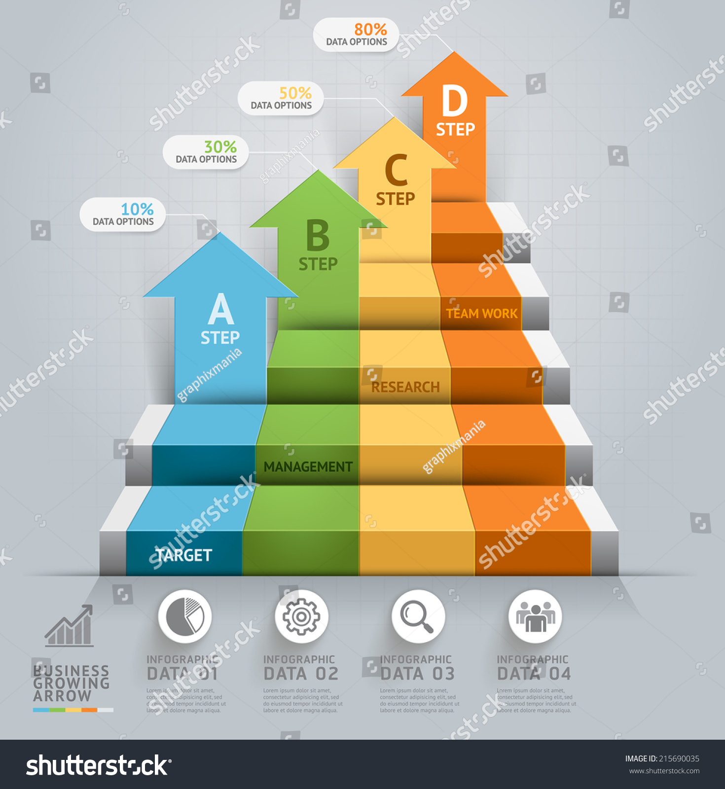 D Business Arrow Step Staircase Infographics Stock Vector Royalty