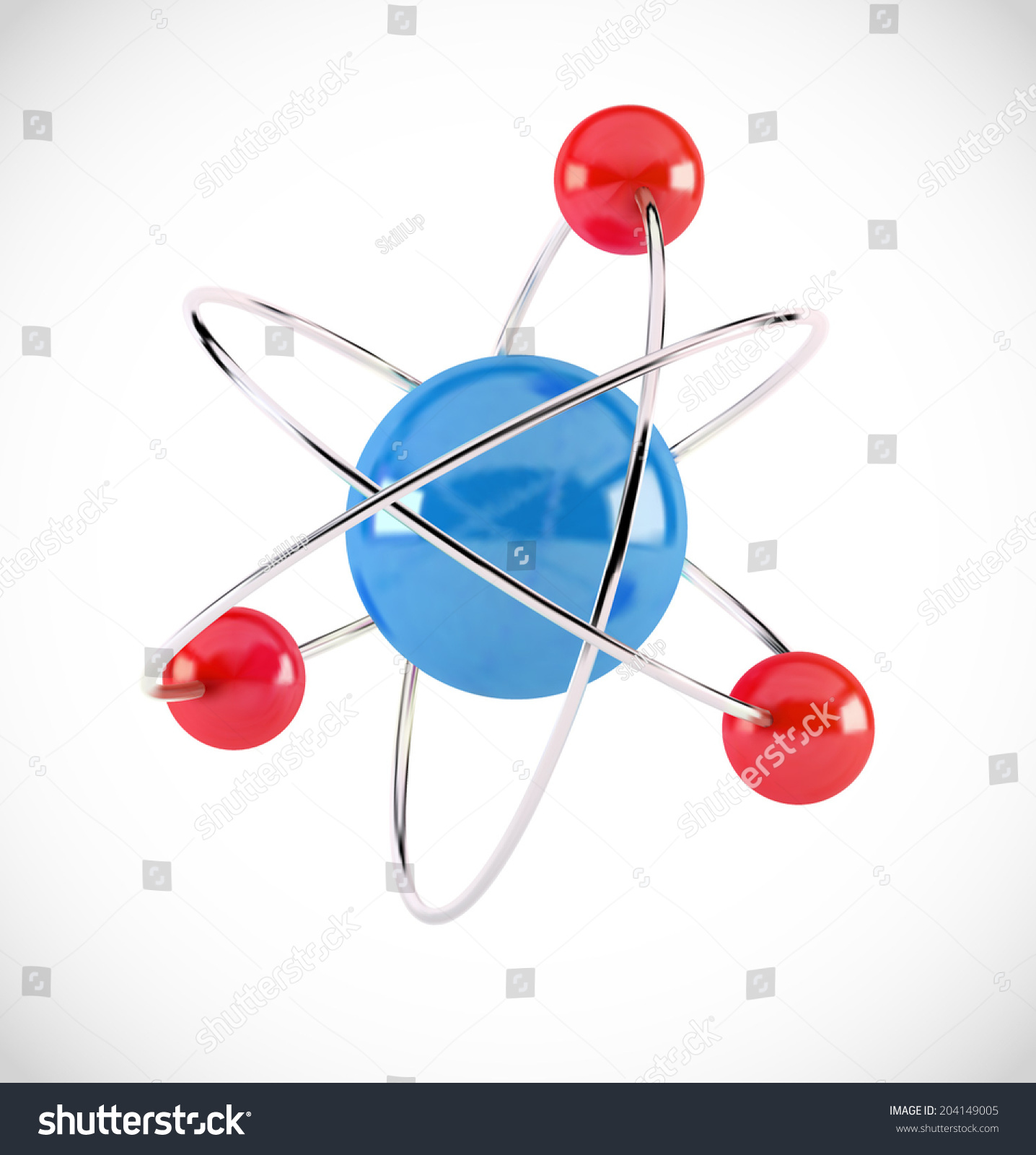 3d Glossy Atom Isolated On White Background Vector Illustration