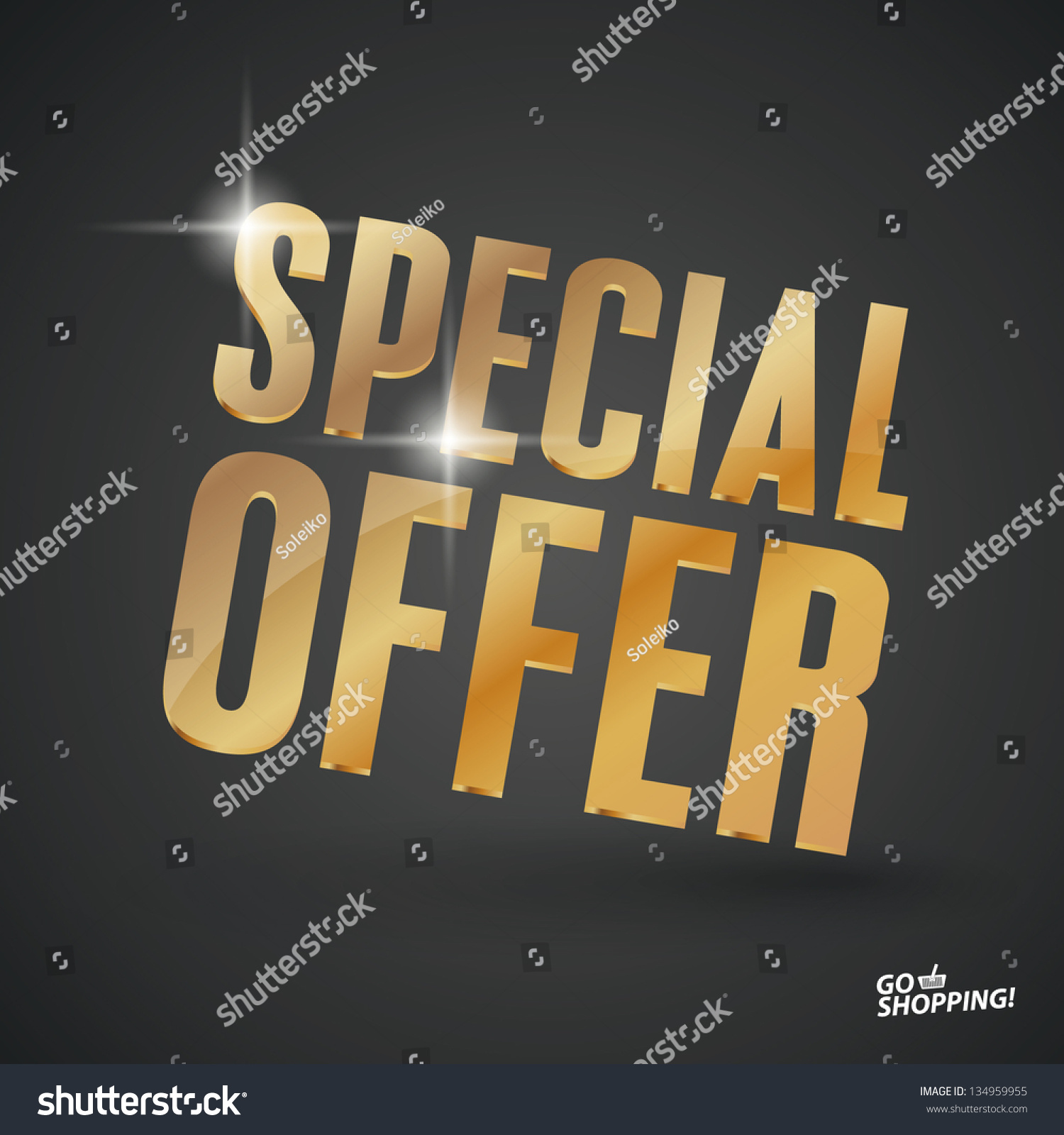 3d Gold Special Offer Word Vector Stock Vector 134959955 Shutterstock