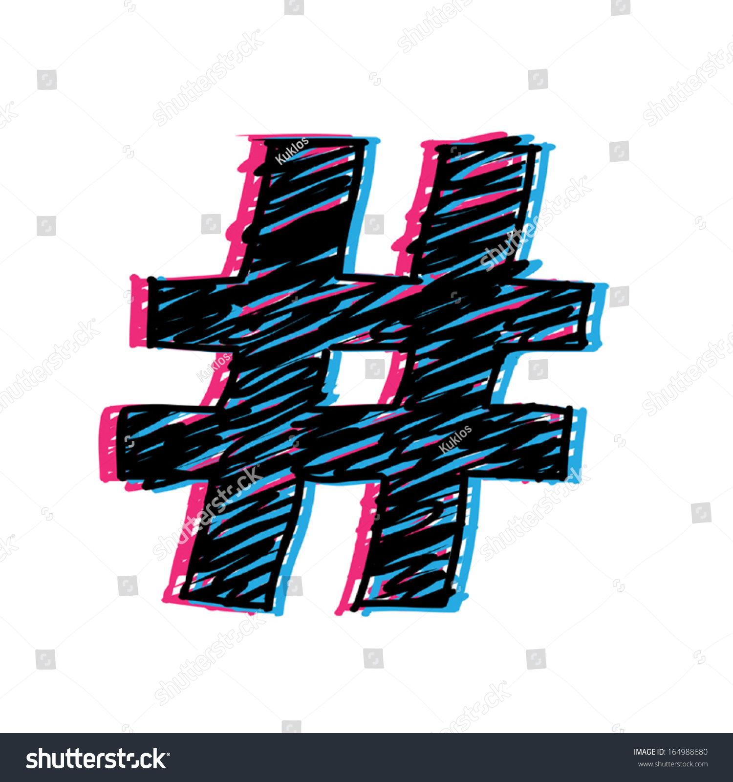 3d Hashtag Stock Vector Illustration 164988680 : Shutterstock