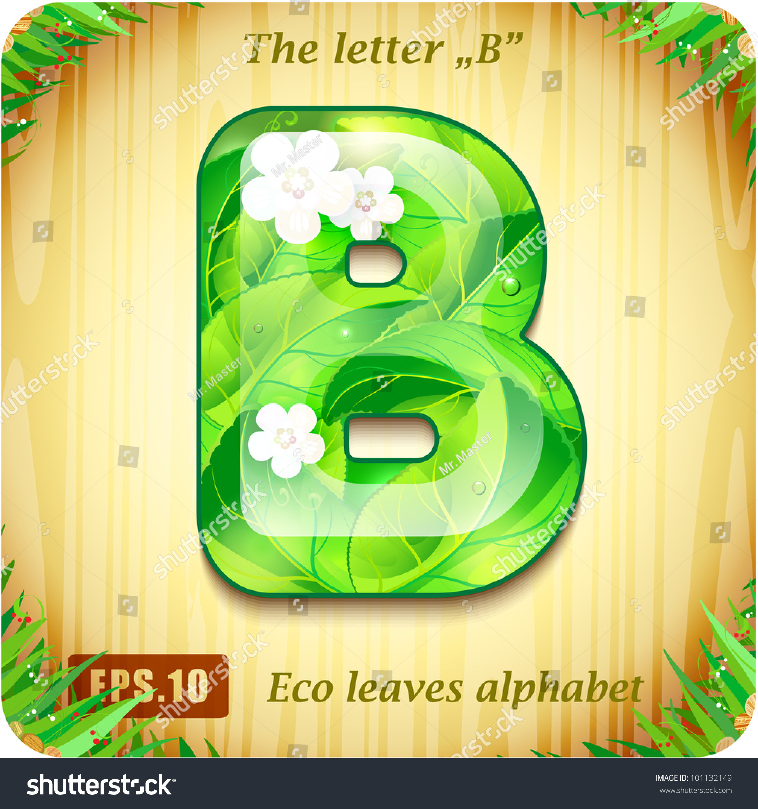 3d Joyful Decorative Glossy The Letter "B" Alphabet Styled Eco Leaves ...