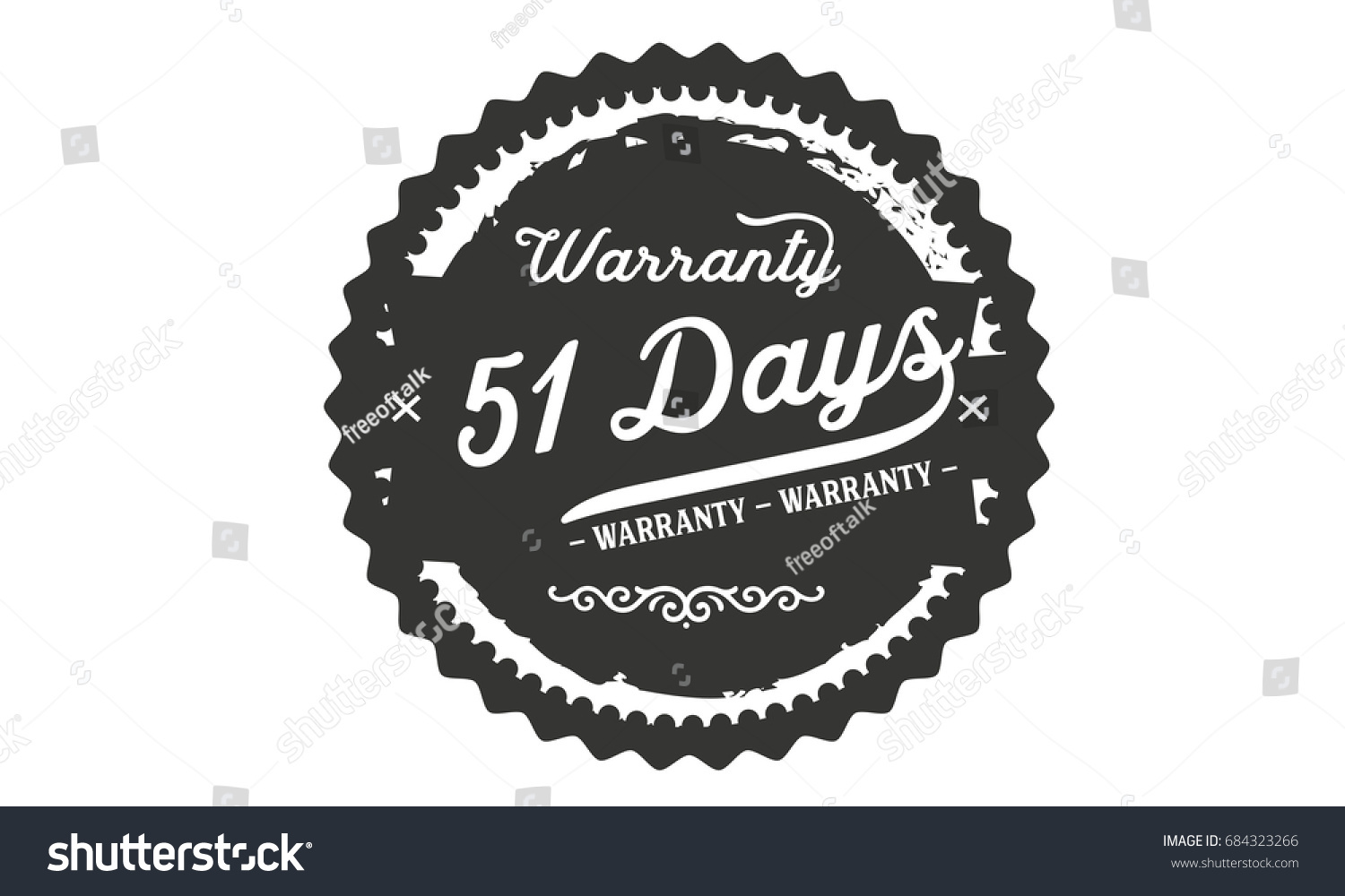 51 Days Warranty Vintage Grunge Rubber Stock Vector Royalty Free