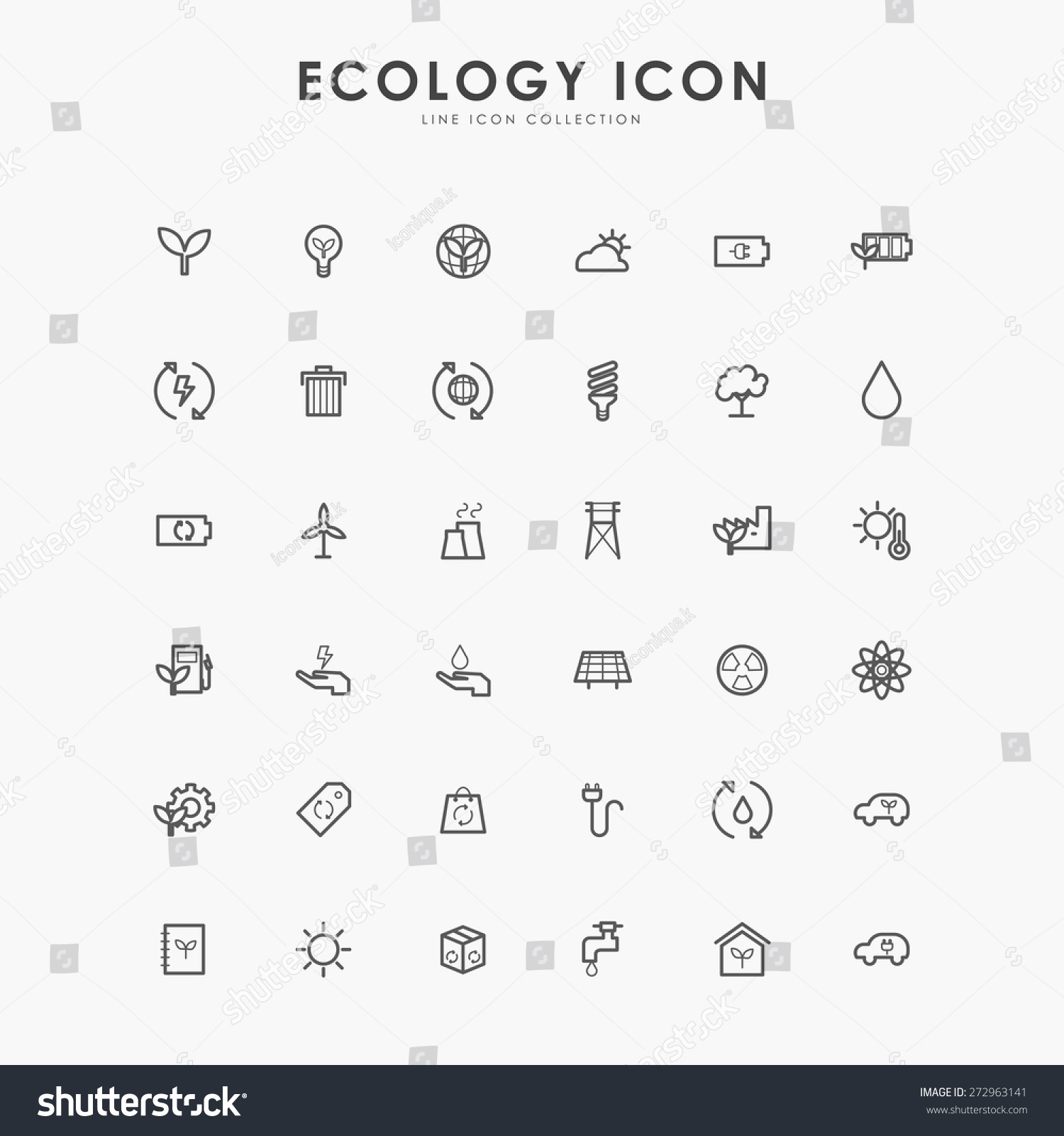 36 Ecology Minimal Line Icons Stock Vector Illustration 272963141 