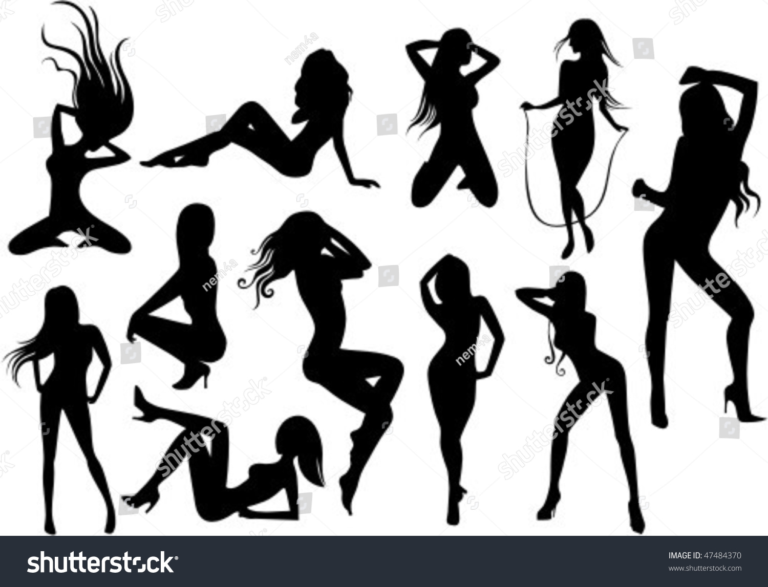 Female Stripper Silhouettes Stock Vector Illustration 47484370