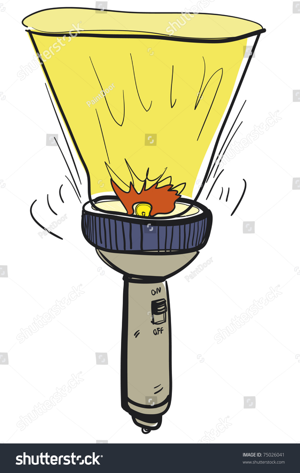 Flashlight Sketch. Shone Flashlight Stock Vector Illustration 75026041
