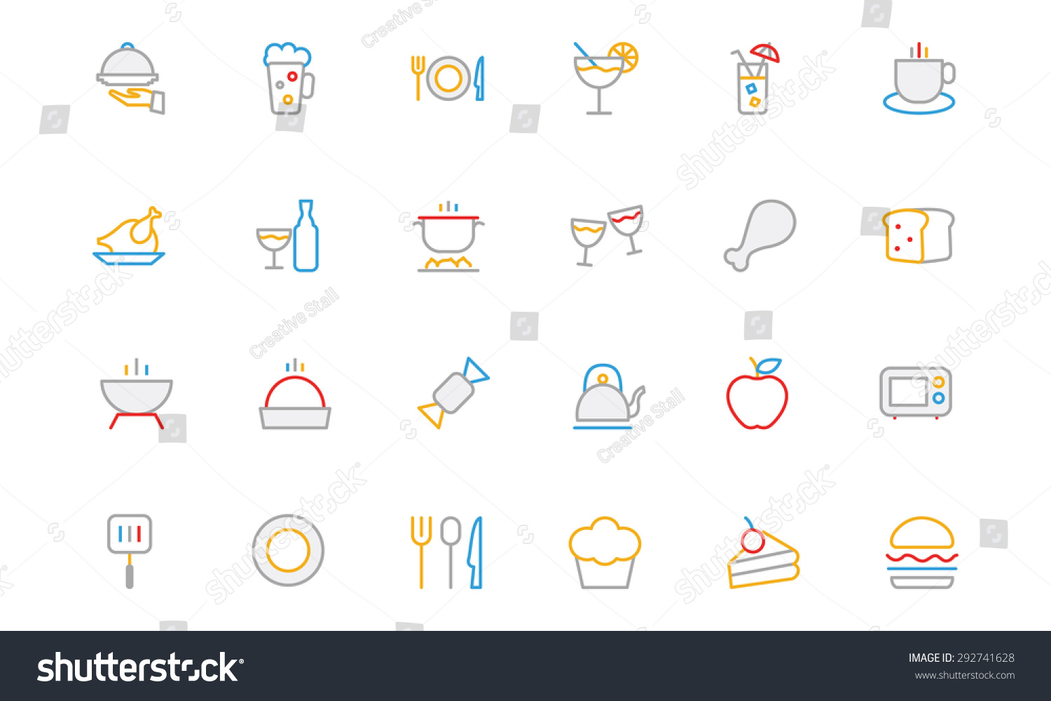 Food Colored Outline Vector Icons 1 292741628 Shutterstock 