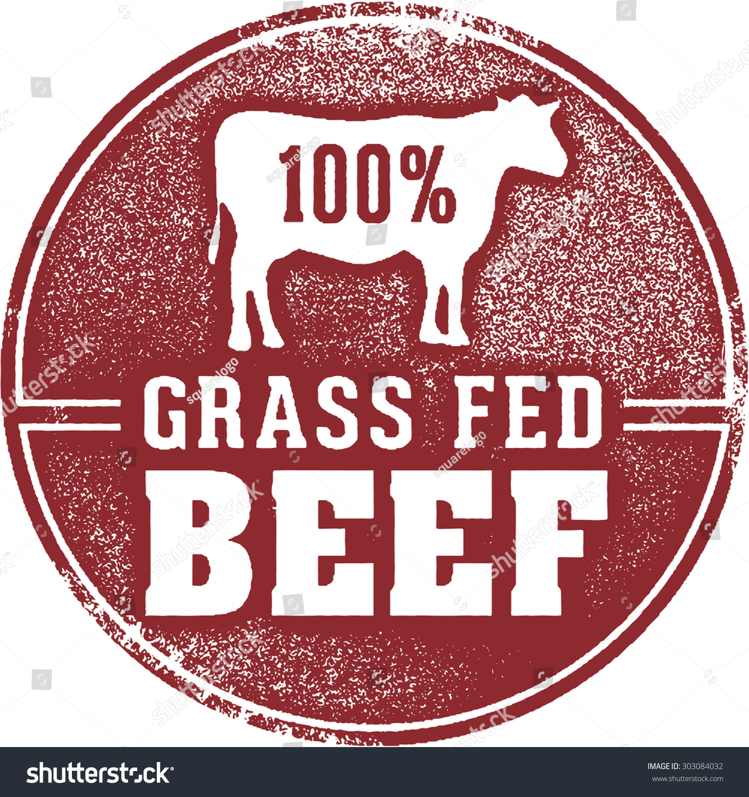 100 Grass Fed Beef Meat Stamp Stock Vector 303084032 Shutterstock