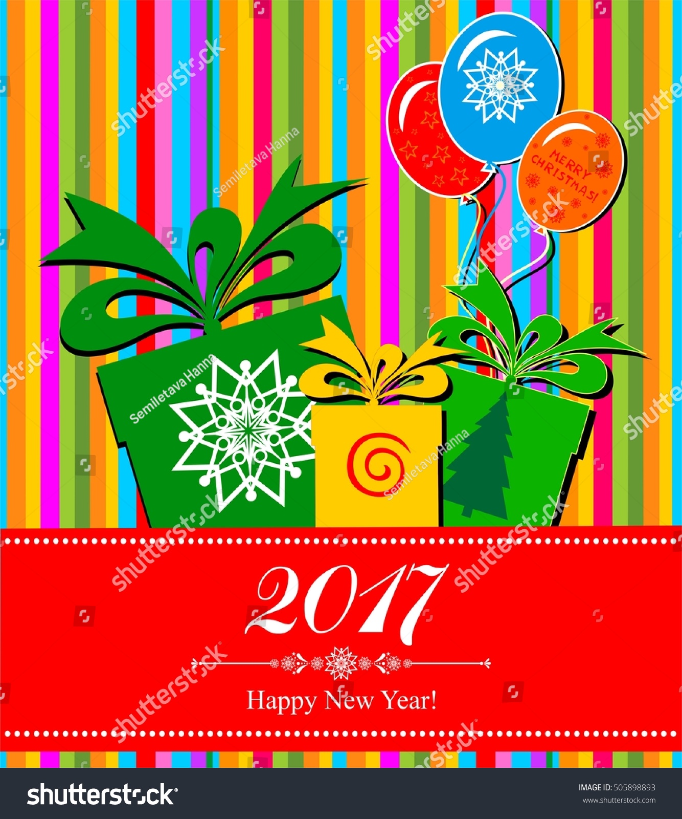 2017 Happy New Year Greeting Card Or Background. Vector Illustration - 505898893 : Shutterstock