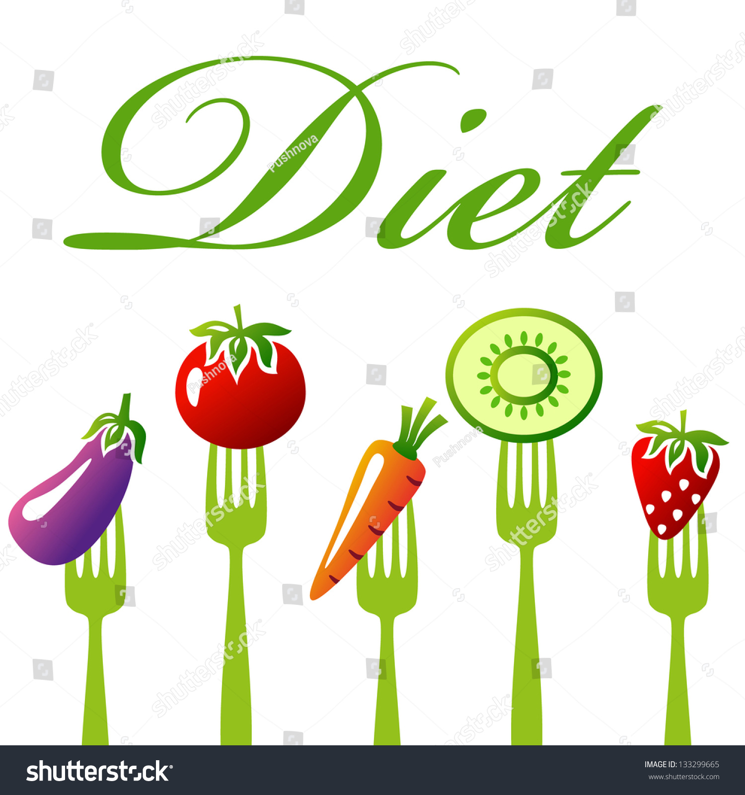 Healthy Food Diet Concept Snack Vegetables Stock Vector ...