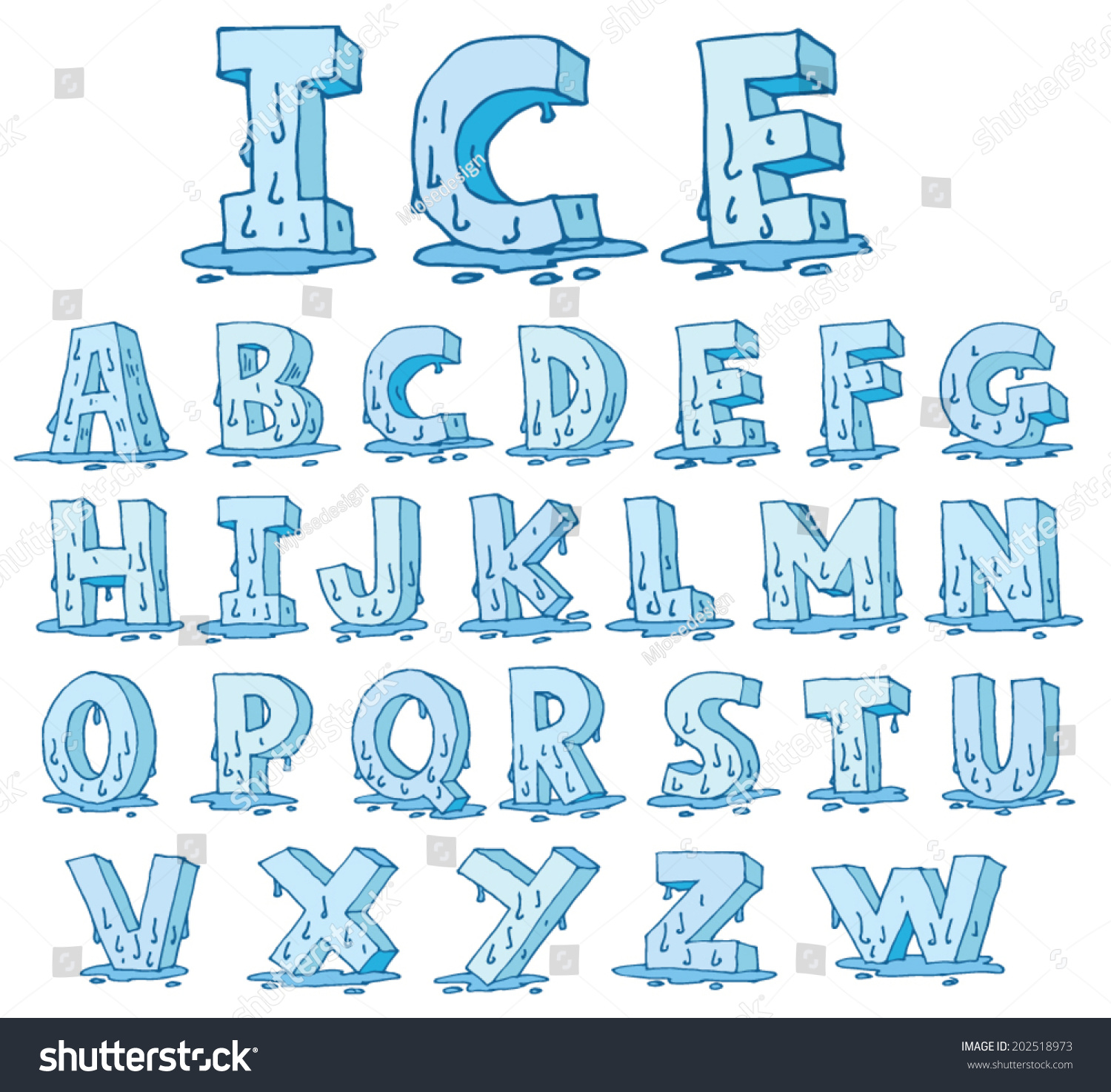 Ice Alphabet Melting Down Vector Shutterstock