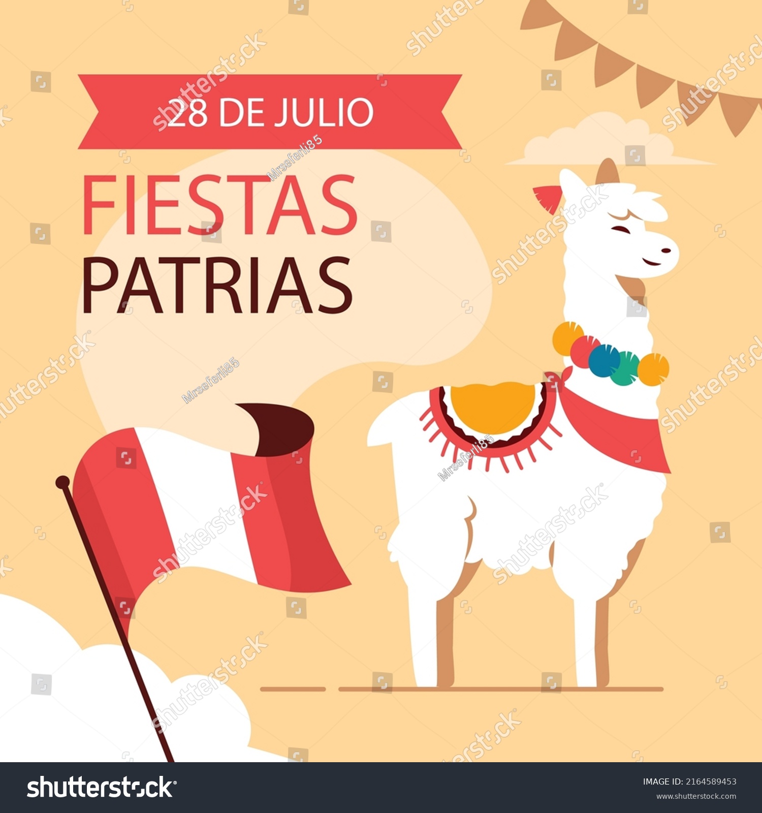 28 July Peru Independence Day Greeting Stock Vector Royalty Free