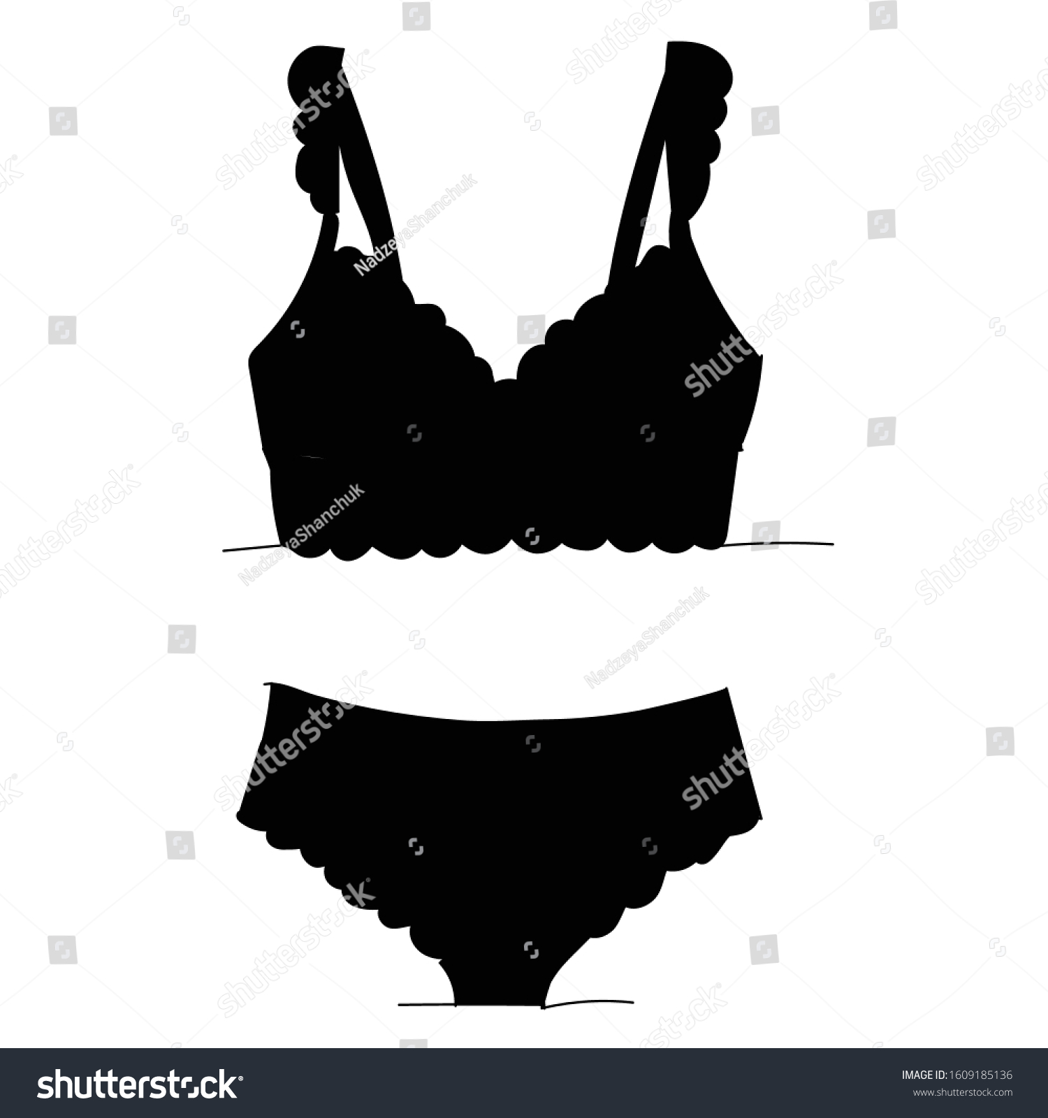 Lingerie Silhouette Underpants Bra Stock Vector Royalty Free 1609185136