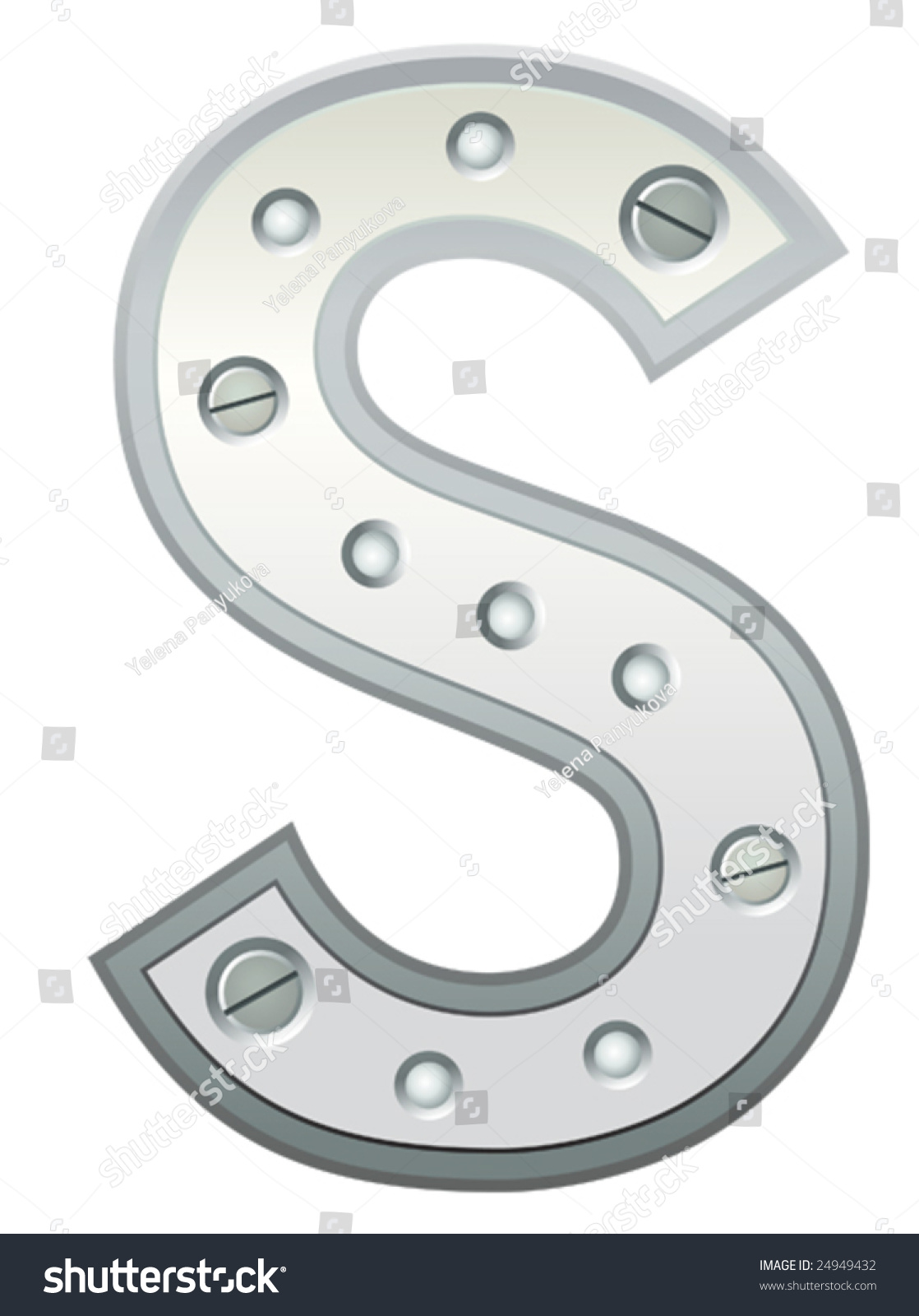 Metallic Letter With Rivets And Screws Stock Vector Illustration 