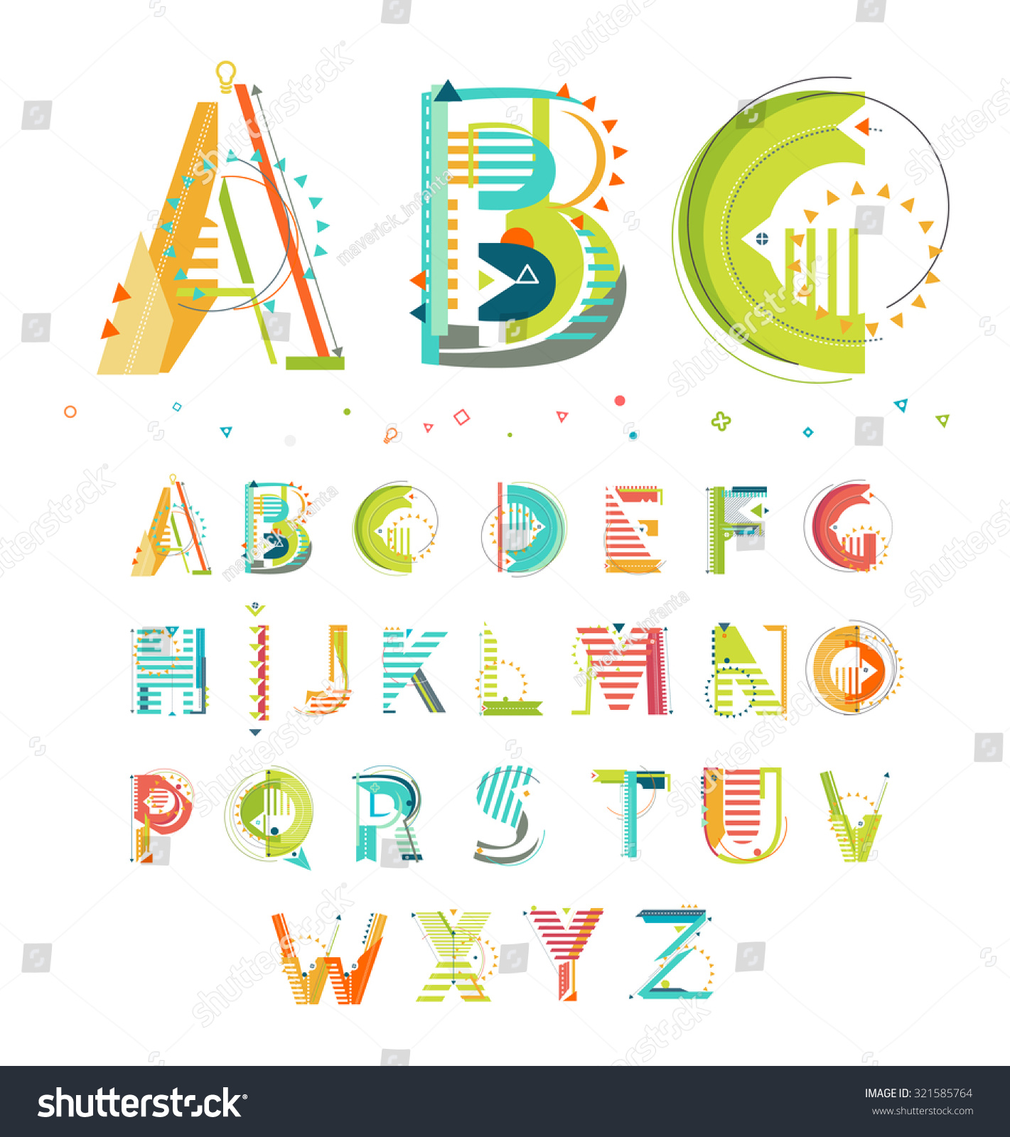 Modern Abstract Colorful Alphabet Geometric Style Letters Stock Vector Illustration 3422