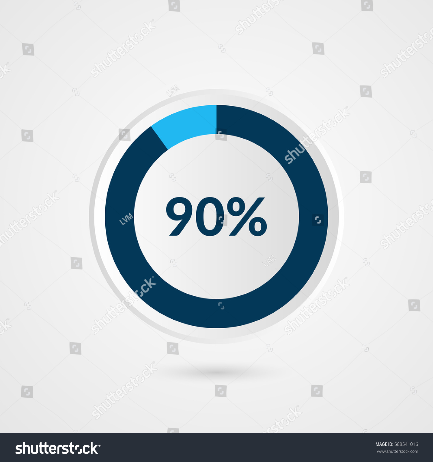 Percent Blue Grey White Pie Stock Vector Royalty Free