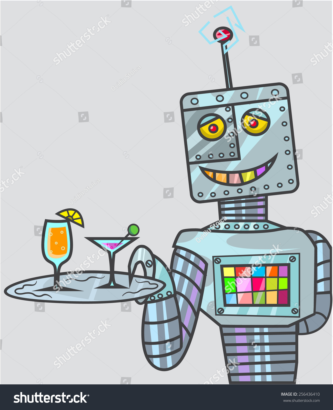 Robot Offering Drinks Fully Editable Eps 10 Stock Vector Illustration