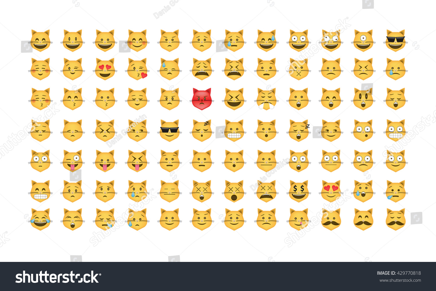 Set of cat emoticon vector Emoji vector Smile icon set Emoticon icon web stock vector Set of cat emoticon vector Emoji vector Smile icon set Emoticon icon web stock vector