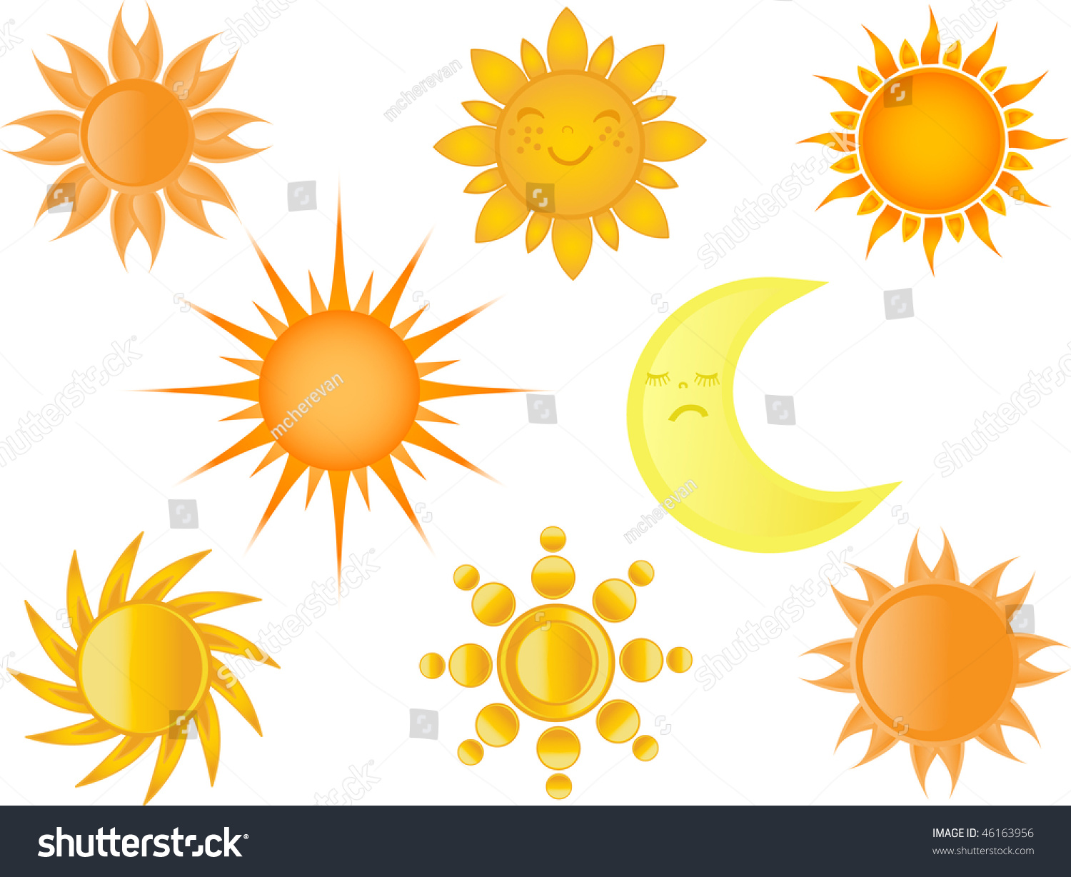 Set Sun Moon Icons Stock Vector 46163956 - Shutterstock