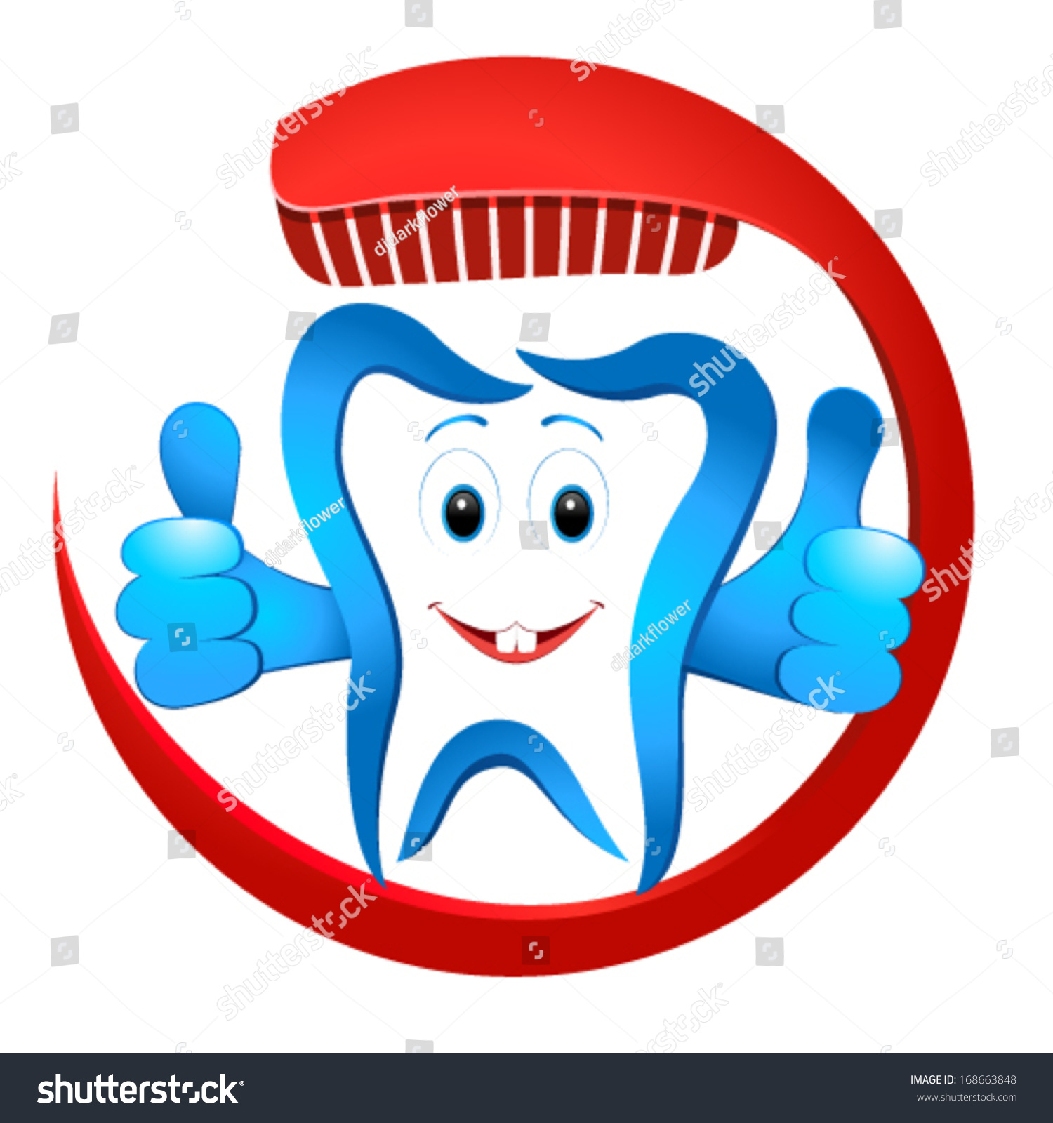 Smiling Tooth With Toothbrush Stock Vector Illustration 168663848