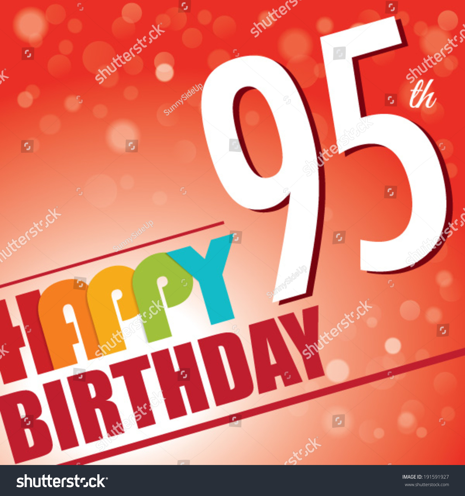 95th Birthday Party Invite Template Design In Bright And Colourful Retro Style Vector 95th Birthday Invitation Templates
