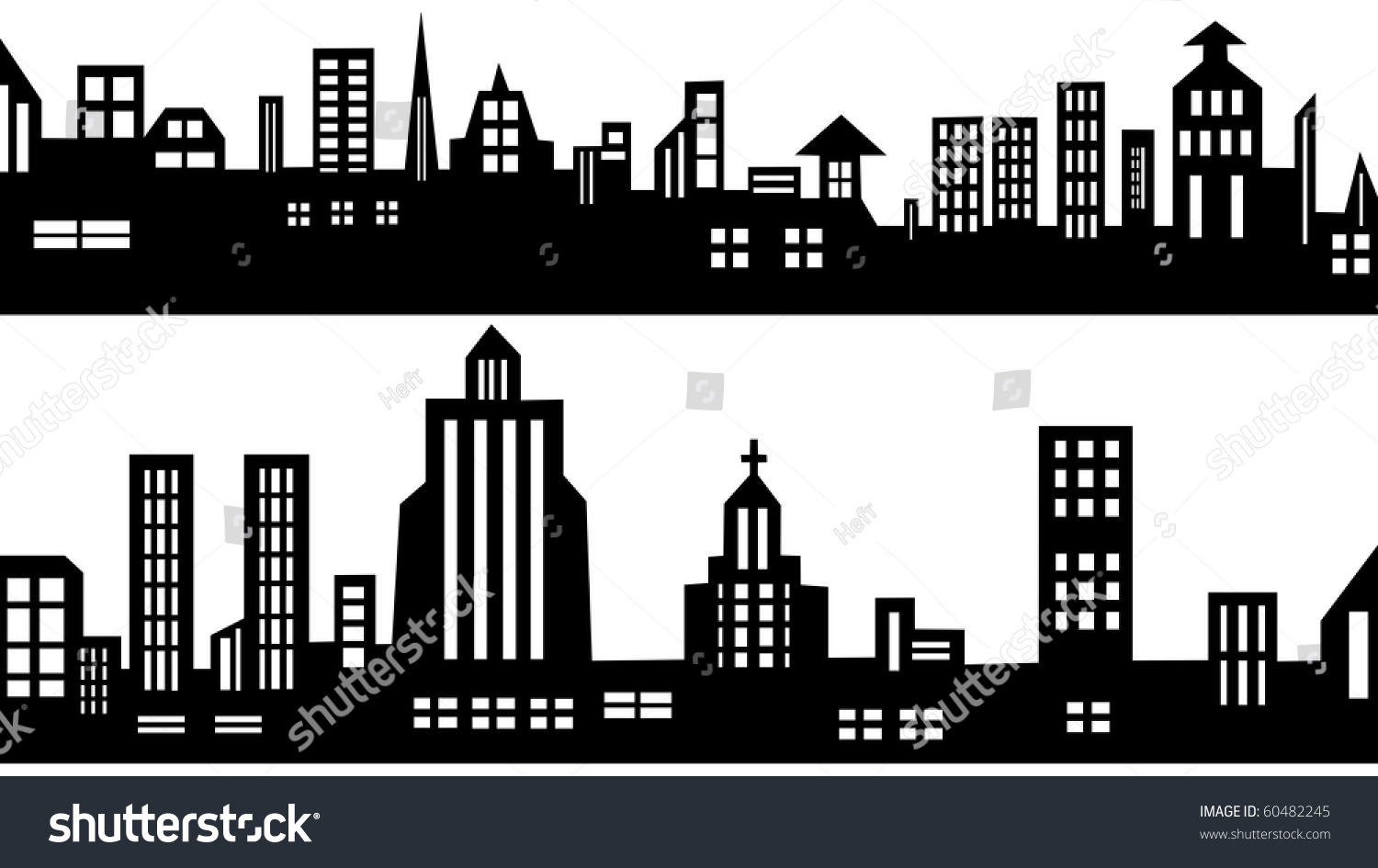 2 Vector City Silhouettes - 60482245 : Shutterstock