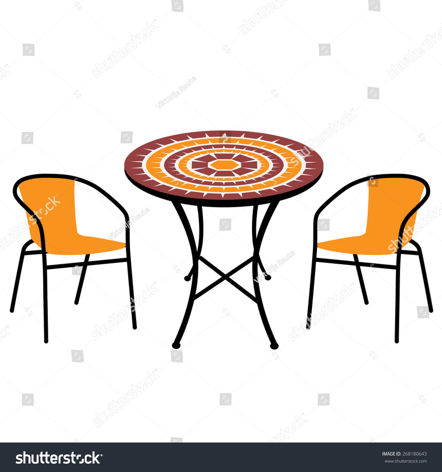 Vintage Outdoor Table And Chairs Isolated, Round Table And Chairs