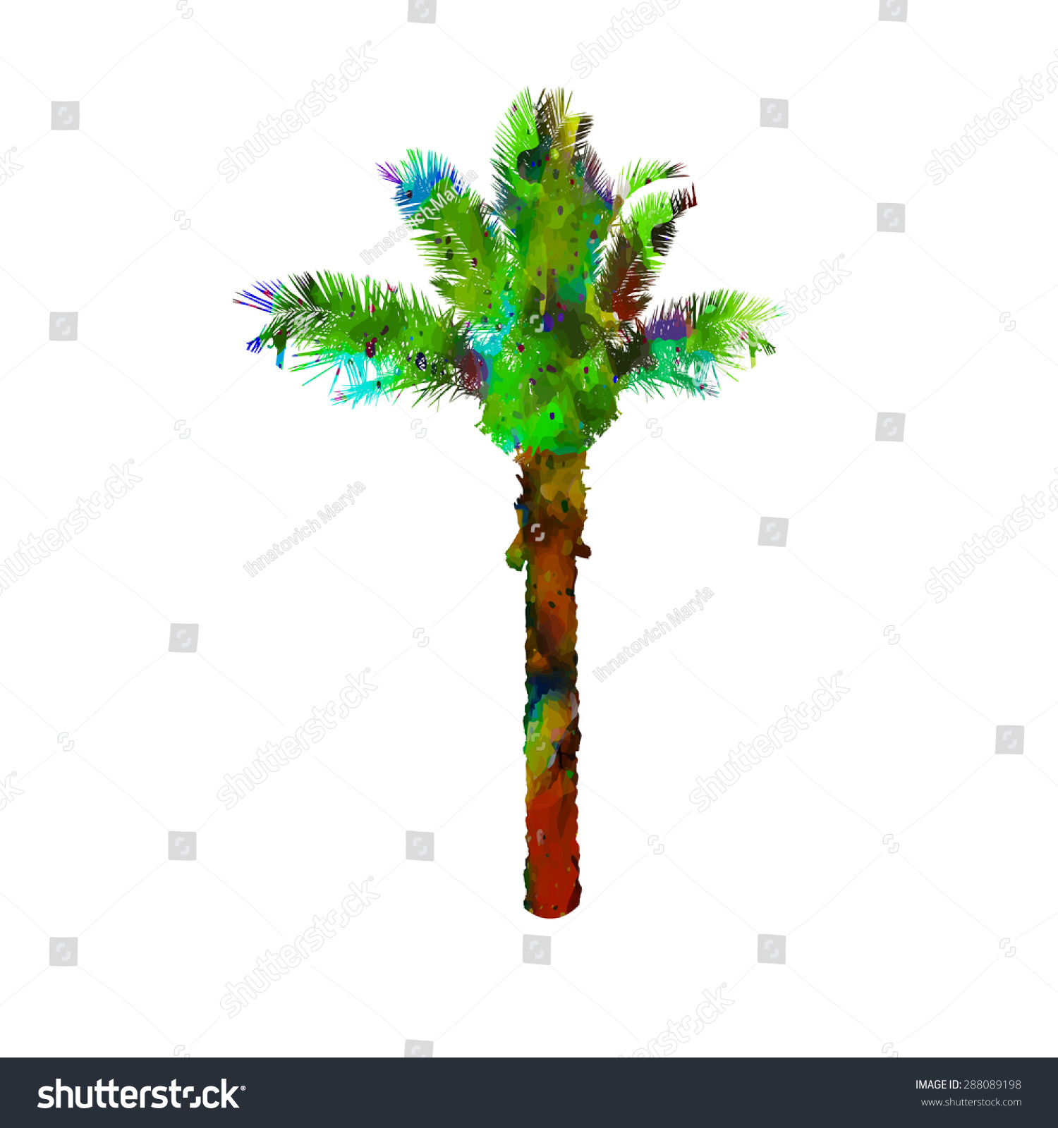 Watercolor Palm Tree. Vector - 288089198 : Shutterstock