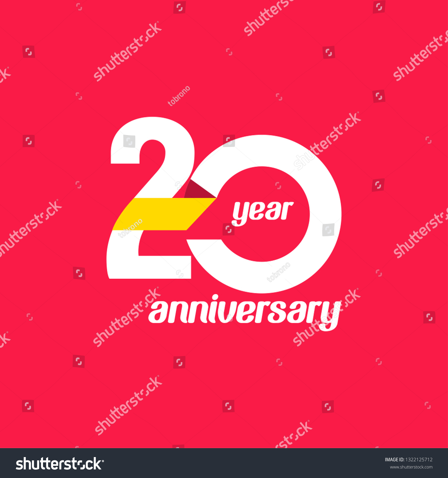 Vektor Stok 20 Year Anniversary Vector Template Design Tanpa Royalti