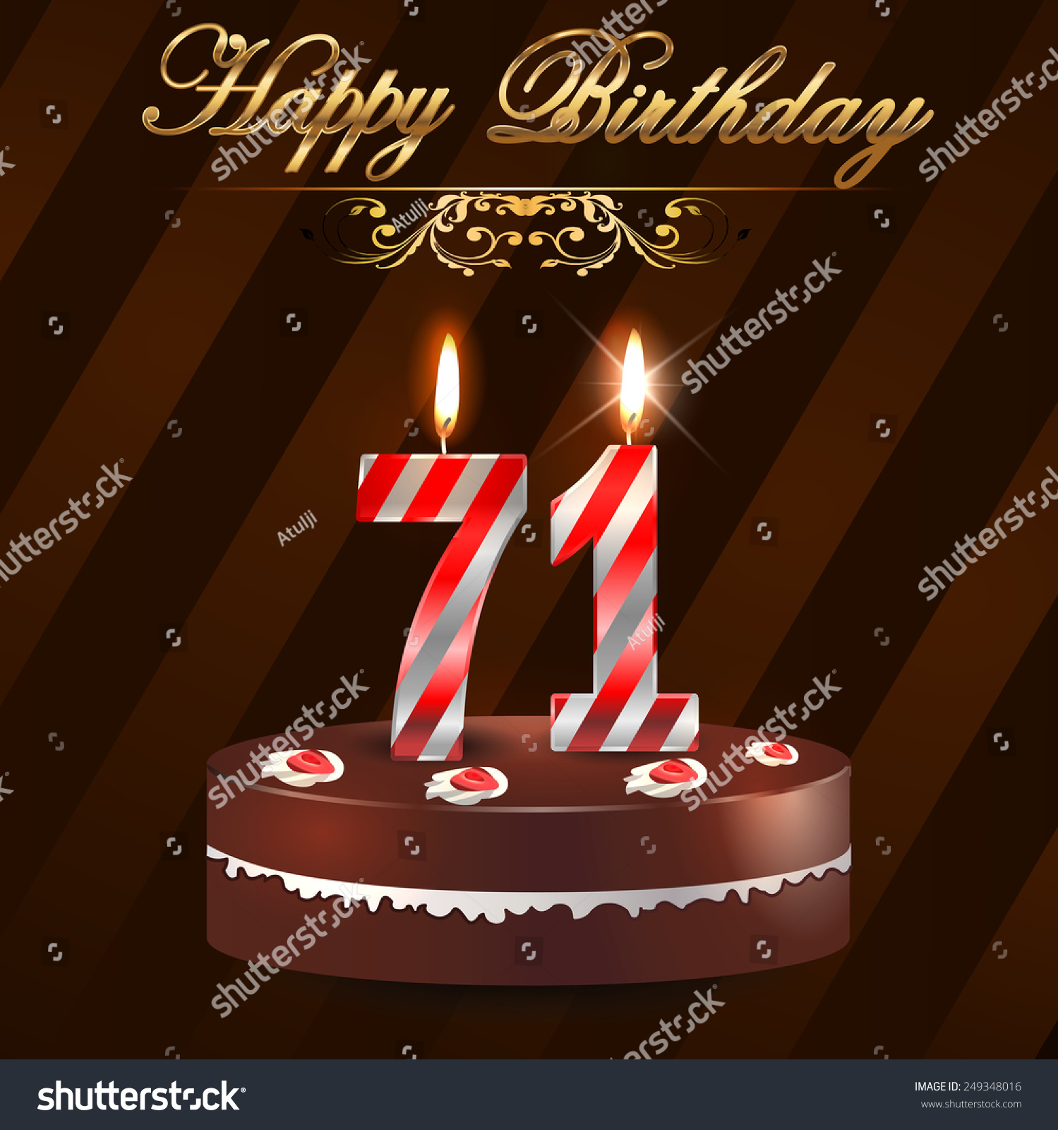 71 Year Happy Birthday Card Cake Stock Vector 249348016 Shutterstock