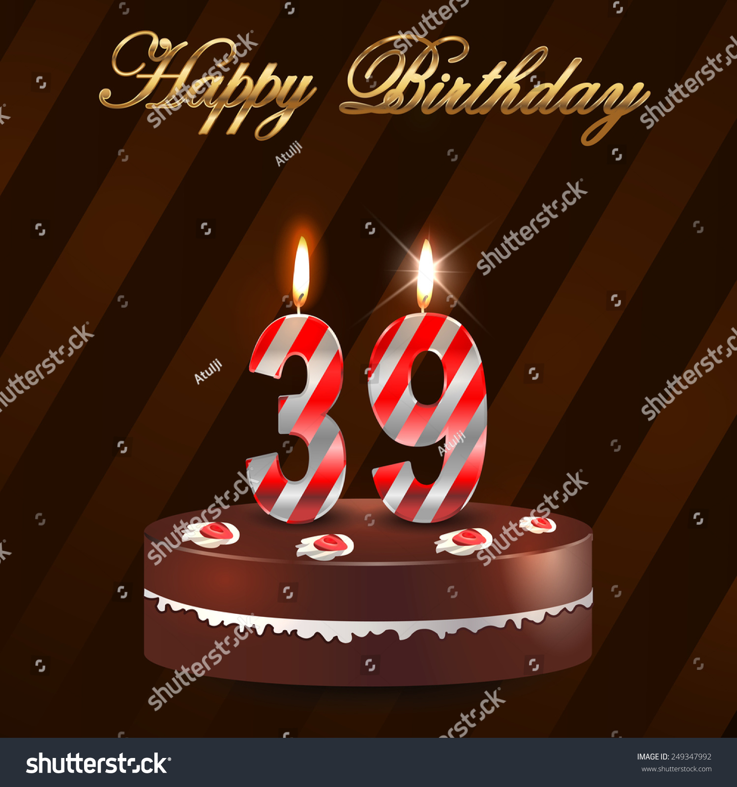 39 Year Happy Birthday Card Cake Stock Vector 249347992 - Shutterstock