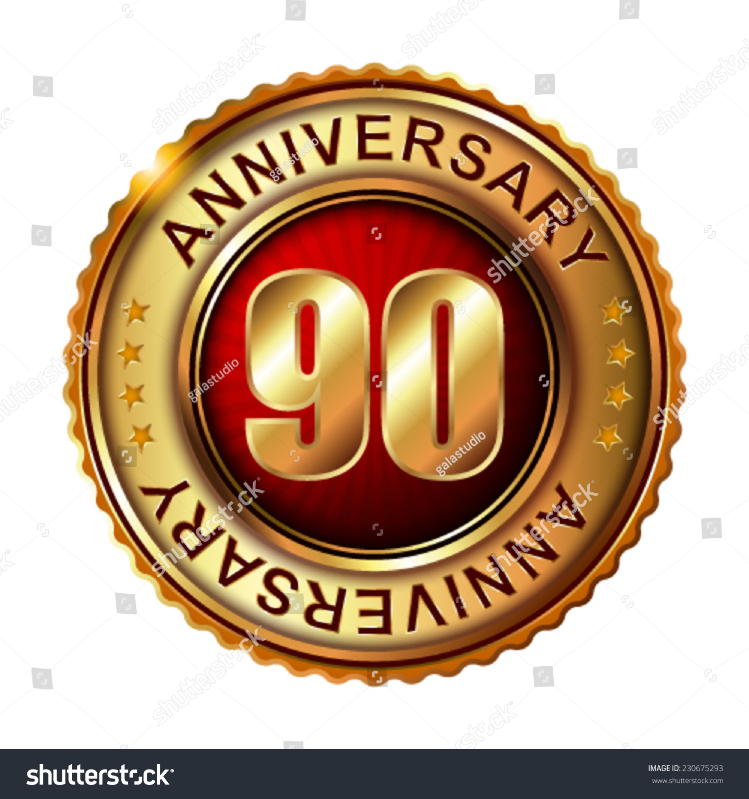 90 years anniversary golden label Vector illustration 90 years anniversary golden label Vector illustration
