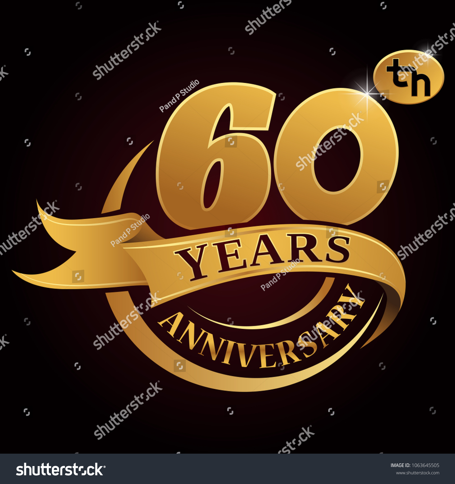 60 Years Golden Anniversary Logo Celebration Vector De Stock Libre De