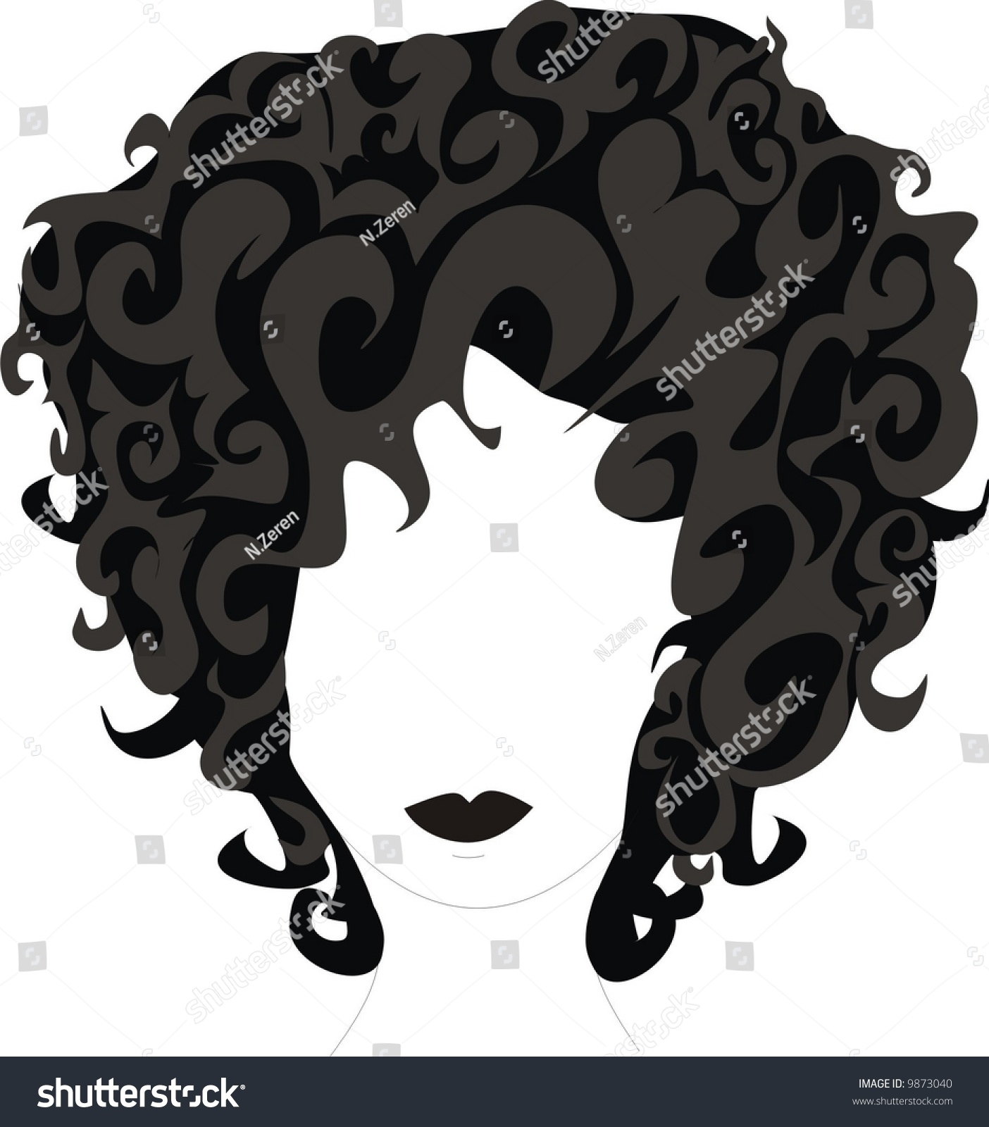 A Beautiful Vector Curly Hair Girl - 9873040 : Shutterstock