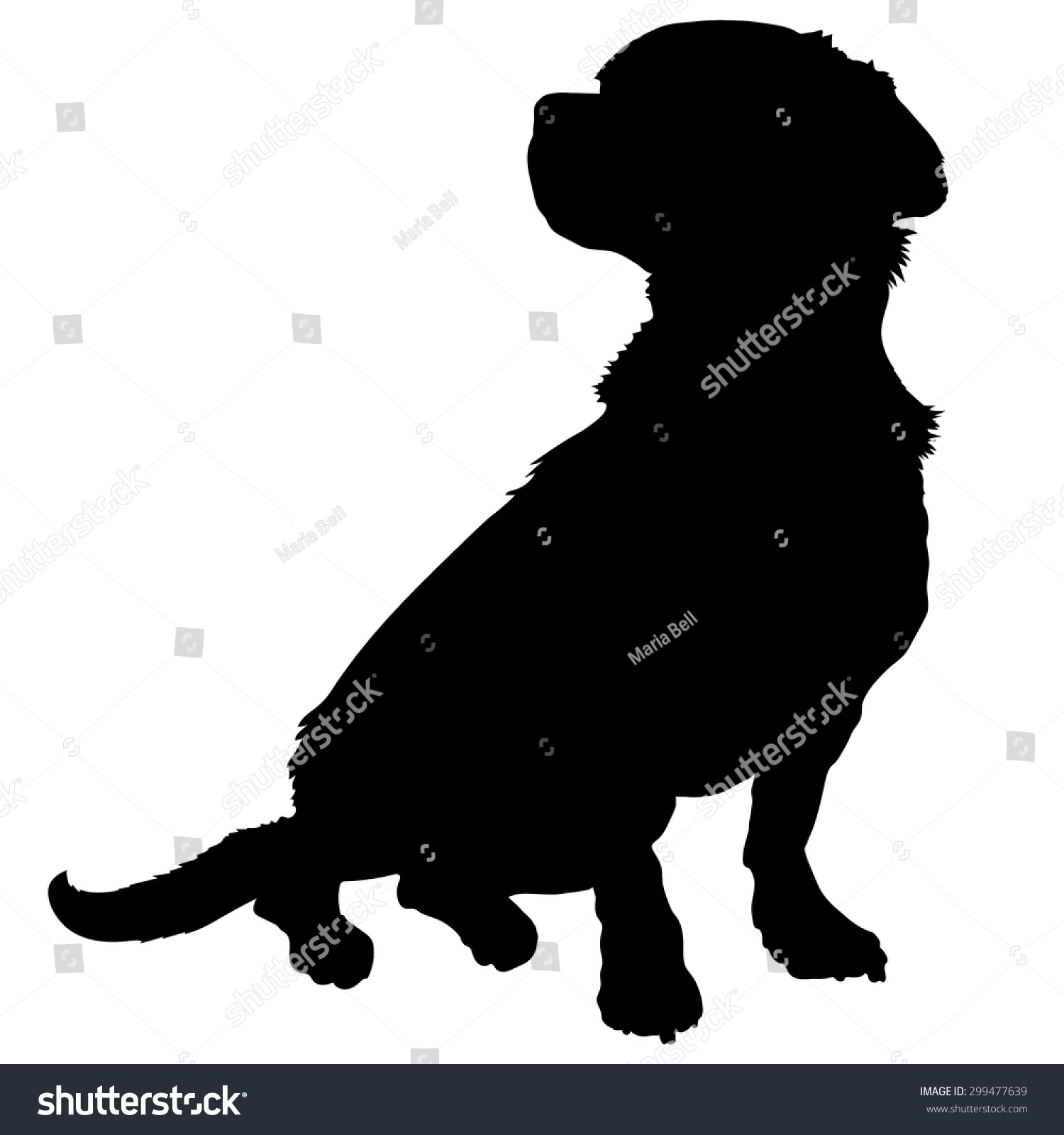 A Black Silhouette Of A Sitting Mixed Breed Dog Stock Vector