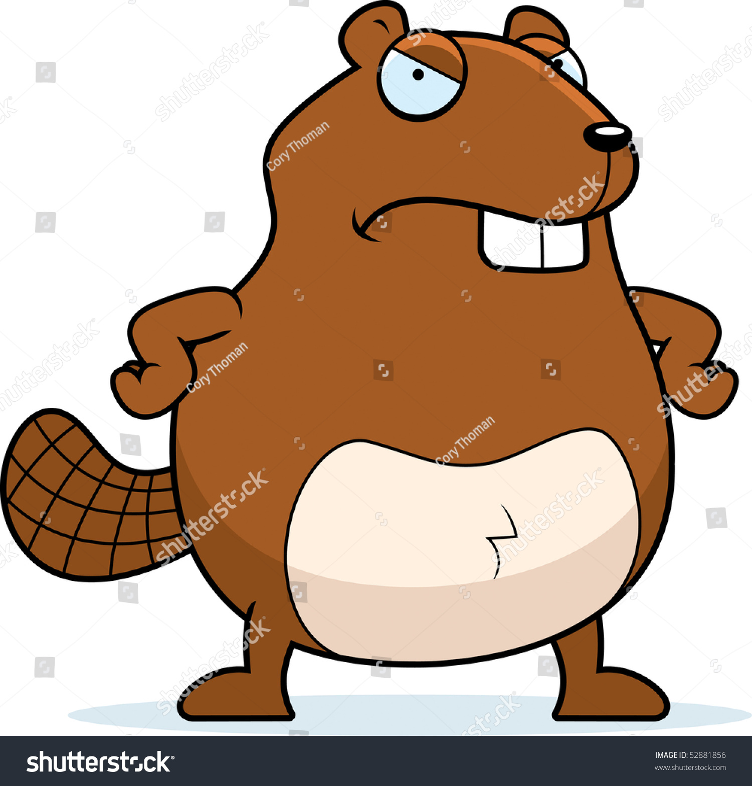 A Cartoon Beaver With An Angry Expression. Stock Vector Illustration