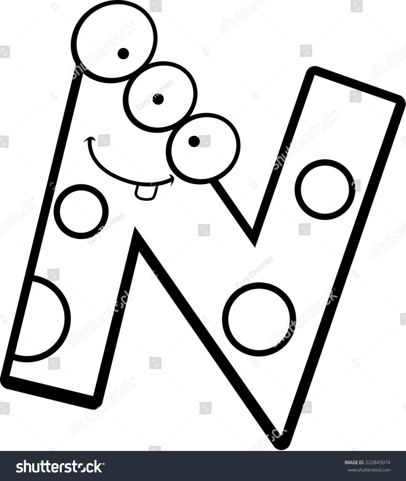 A cartoon illustration of a letter N monster smiling and happy A cartoon illustration of a letter N monster smiling and happy