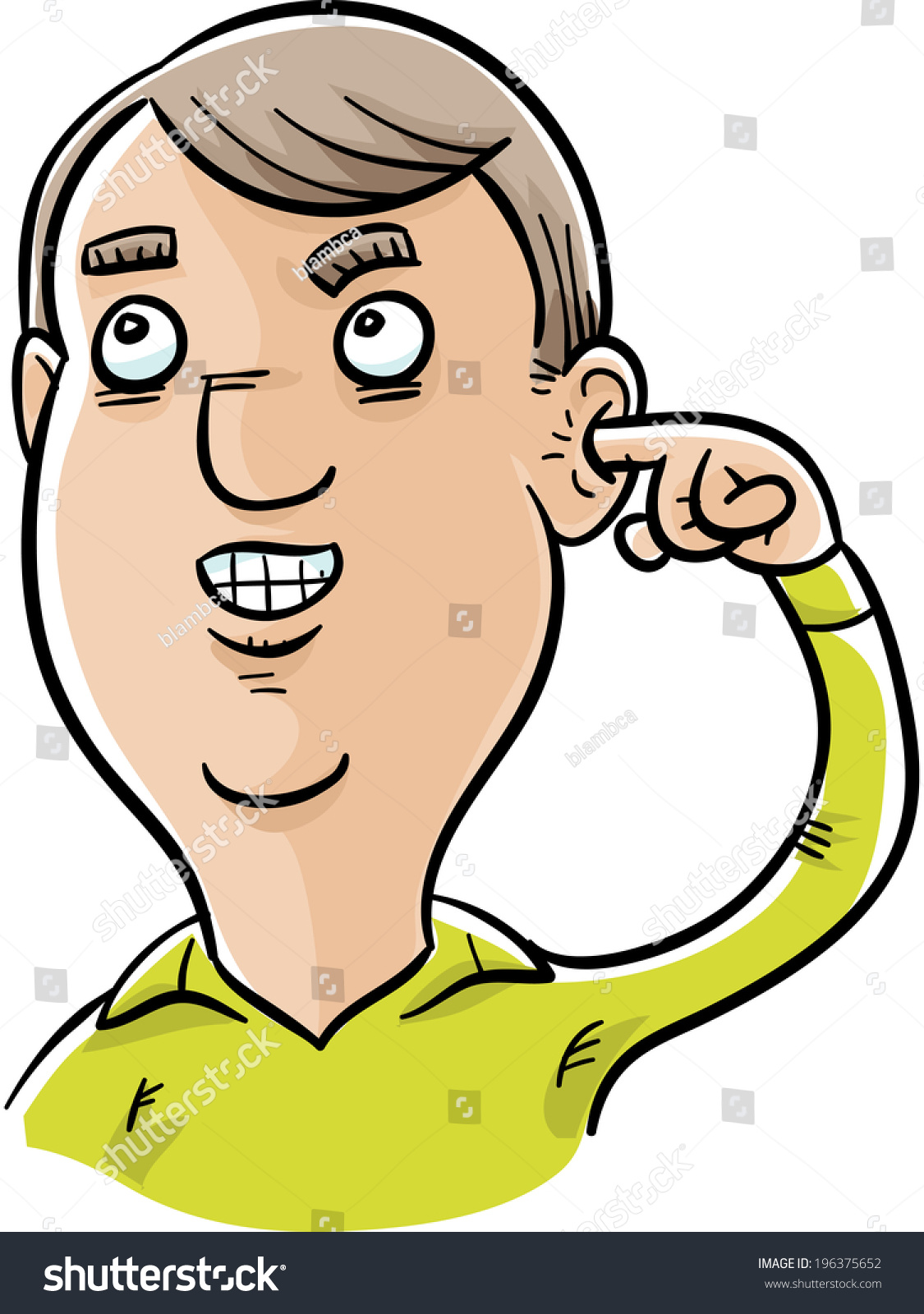 A Cartoon Man Picking His Ear With His Finger. Stock ...