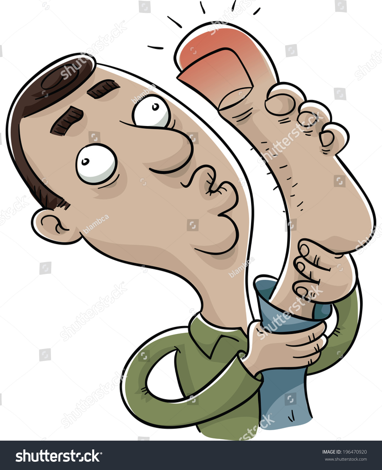 Cartoon Man Reacts Hugeswollen Stubbed Toe Stock Vector 196470920