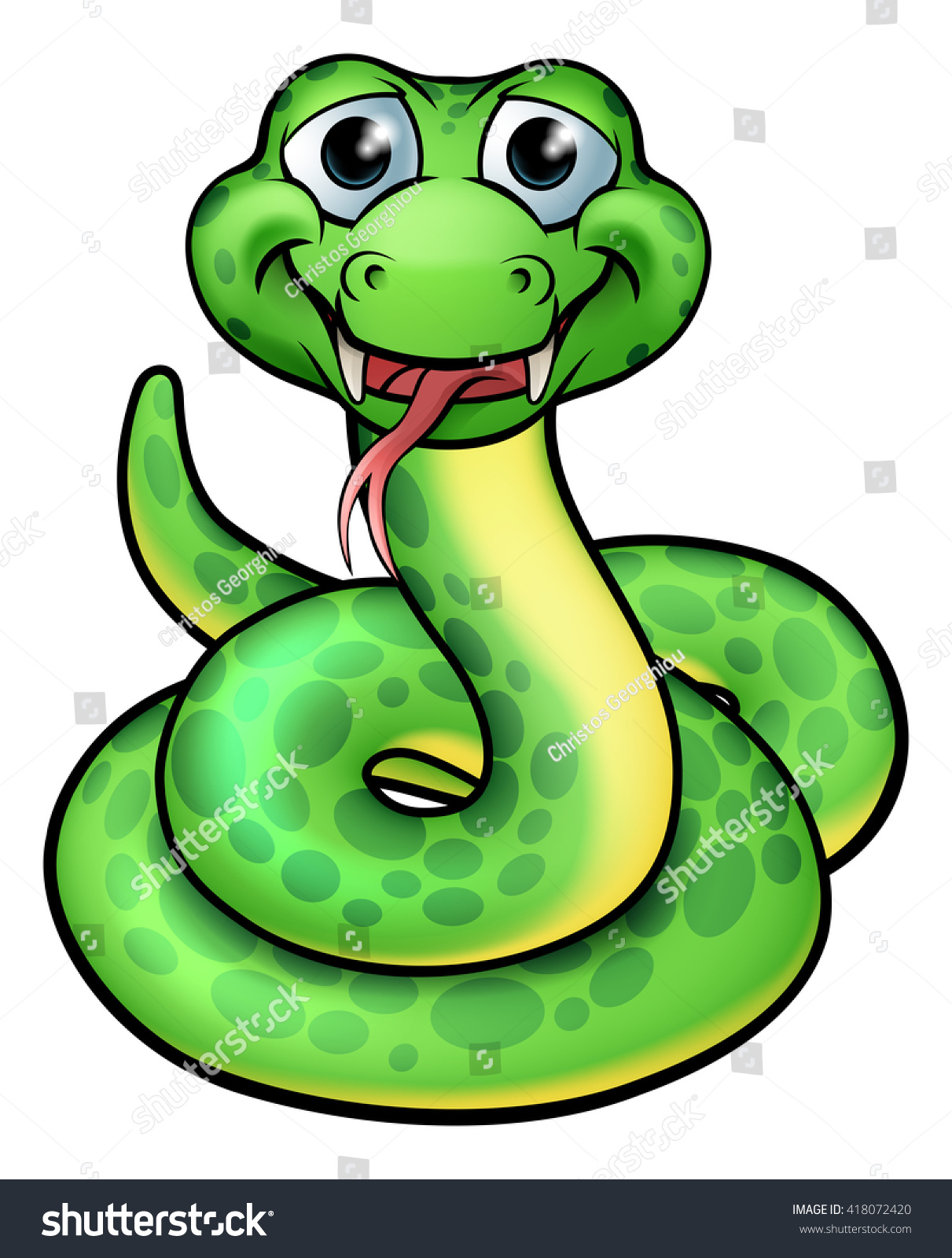 A Cartoon Snake Character Illustration - 418072420 : Shutterstock