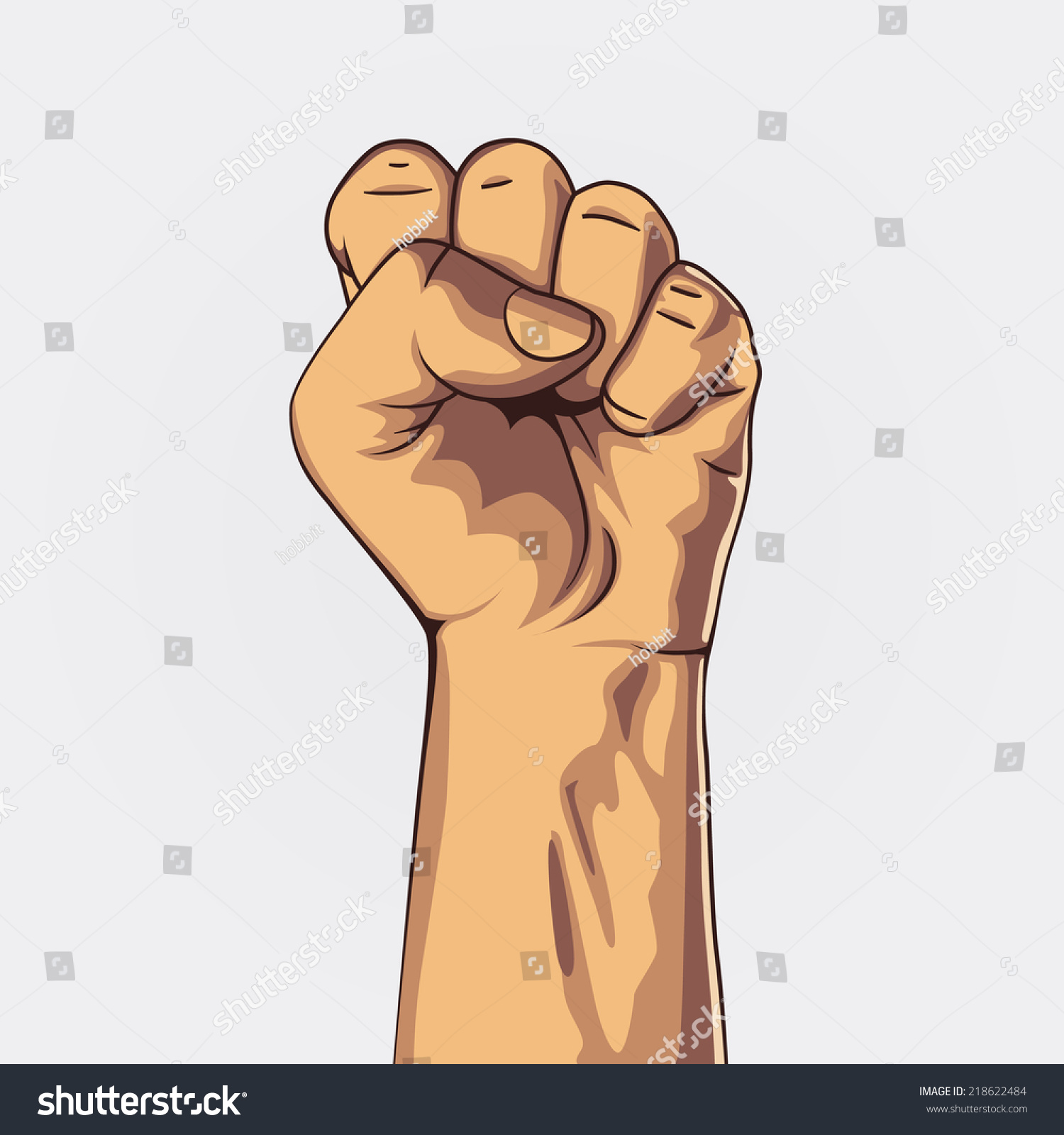 A Clenched Fist Held High In Protest Vector Illustration Hand Collection 218622484