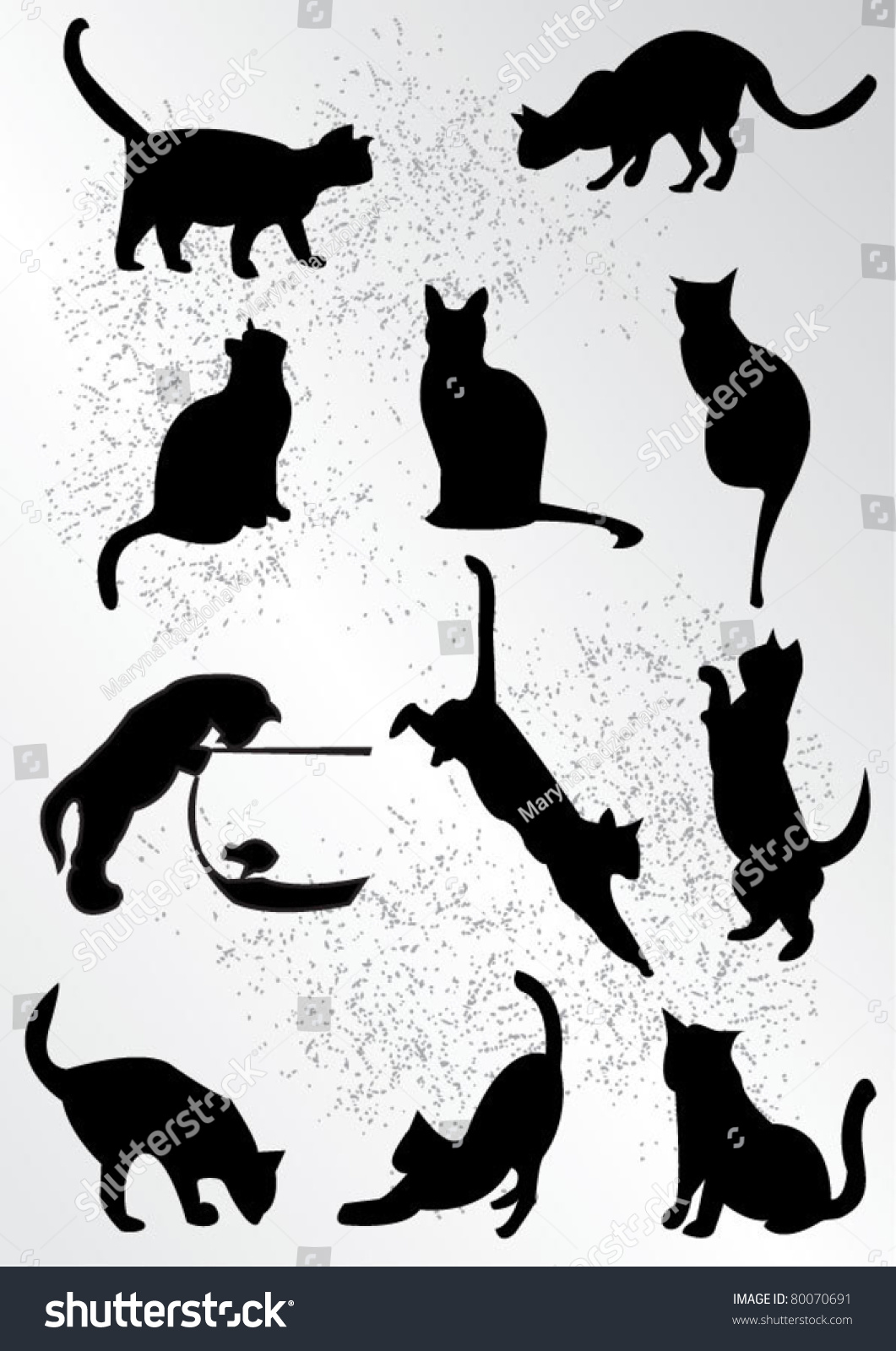 A Collection Of Black Cats. Stock Vector Illustration 80070691