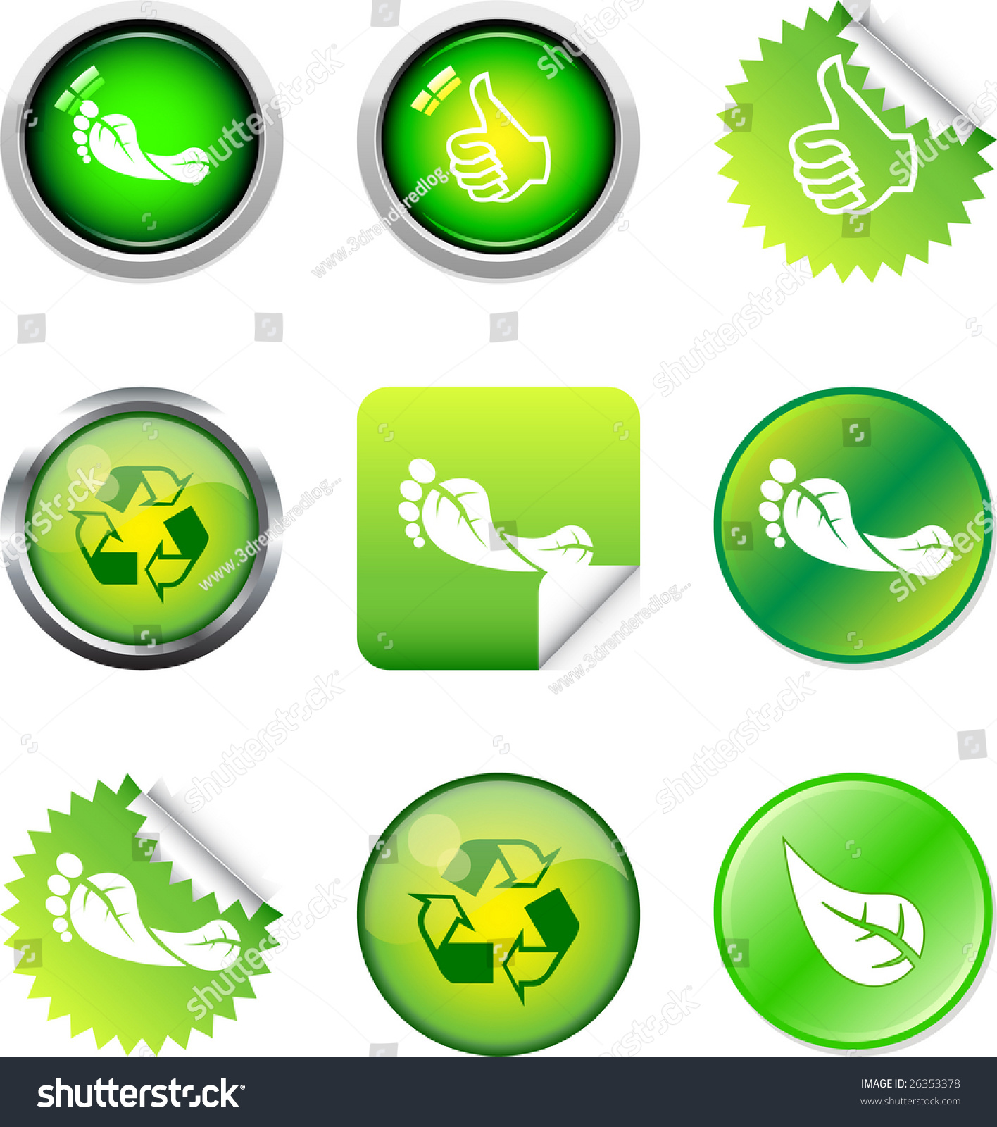 A Colourful Set Of Green Icons Stock Vector Illustration 26353378