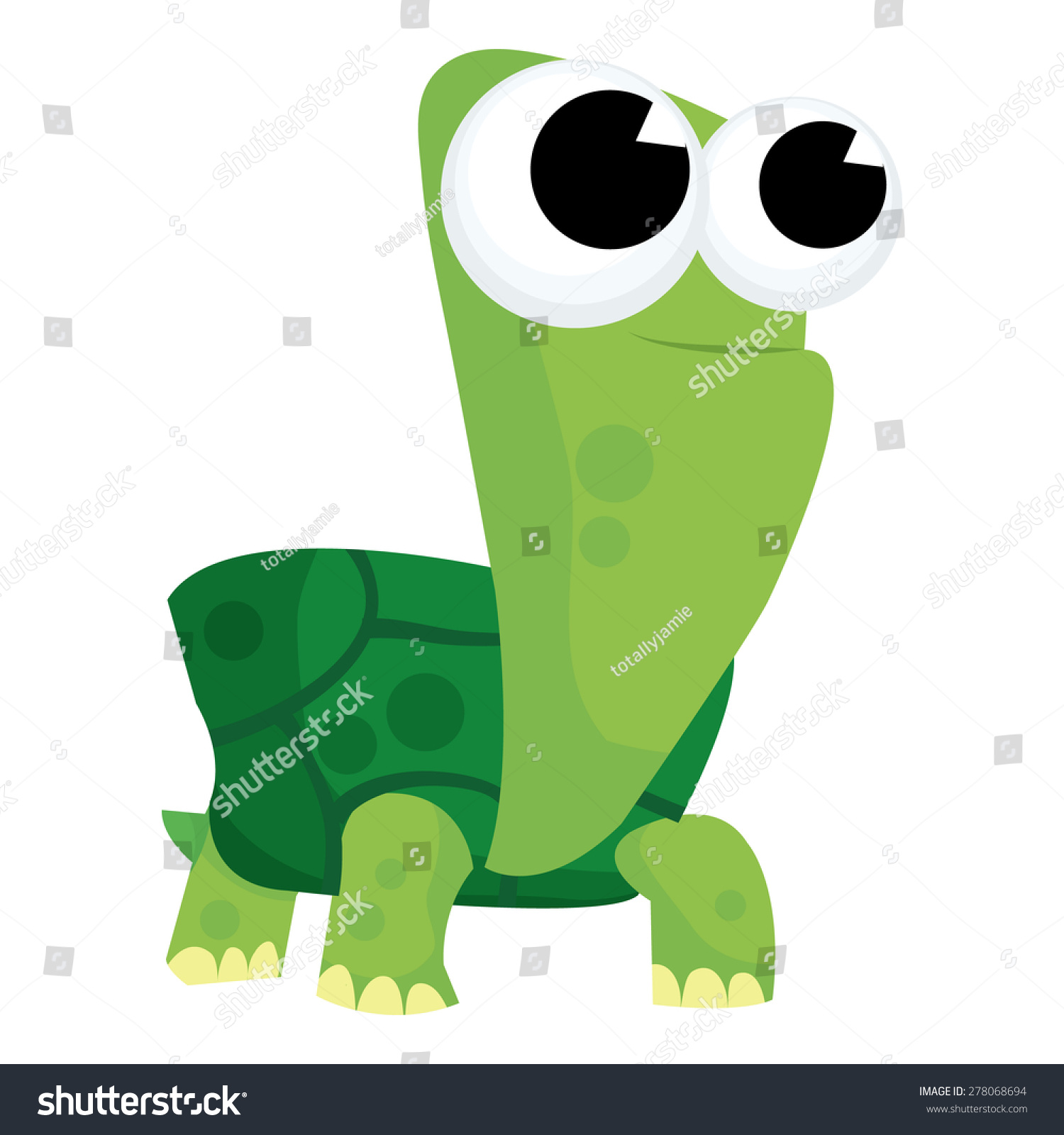 Cute Cartoon Green Turtle Vector Illustration Vector De Stock Libre