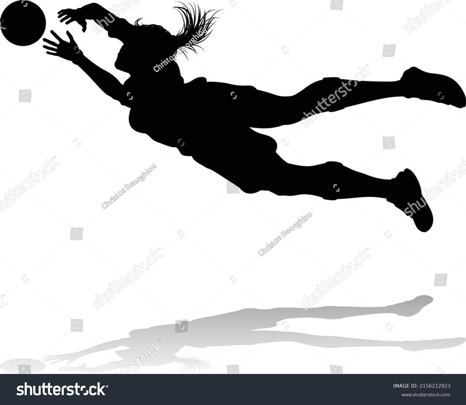 Female Soccer Football Player Woman Silhouettes Stock Vector Royalty Free