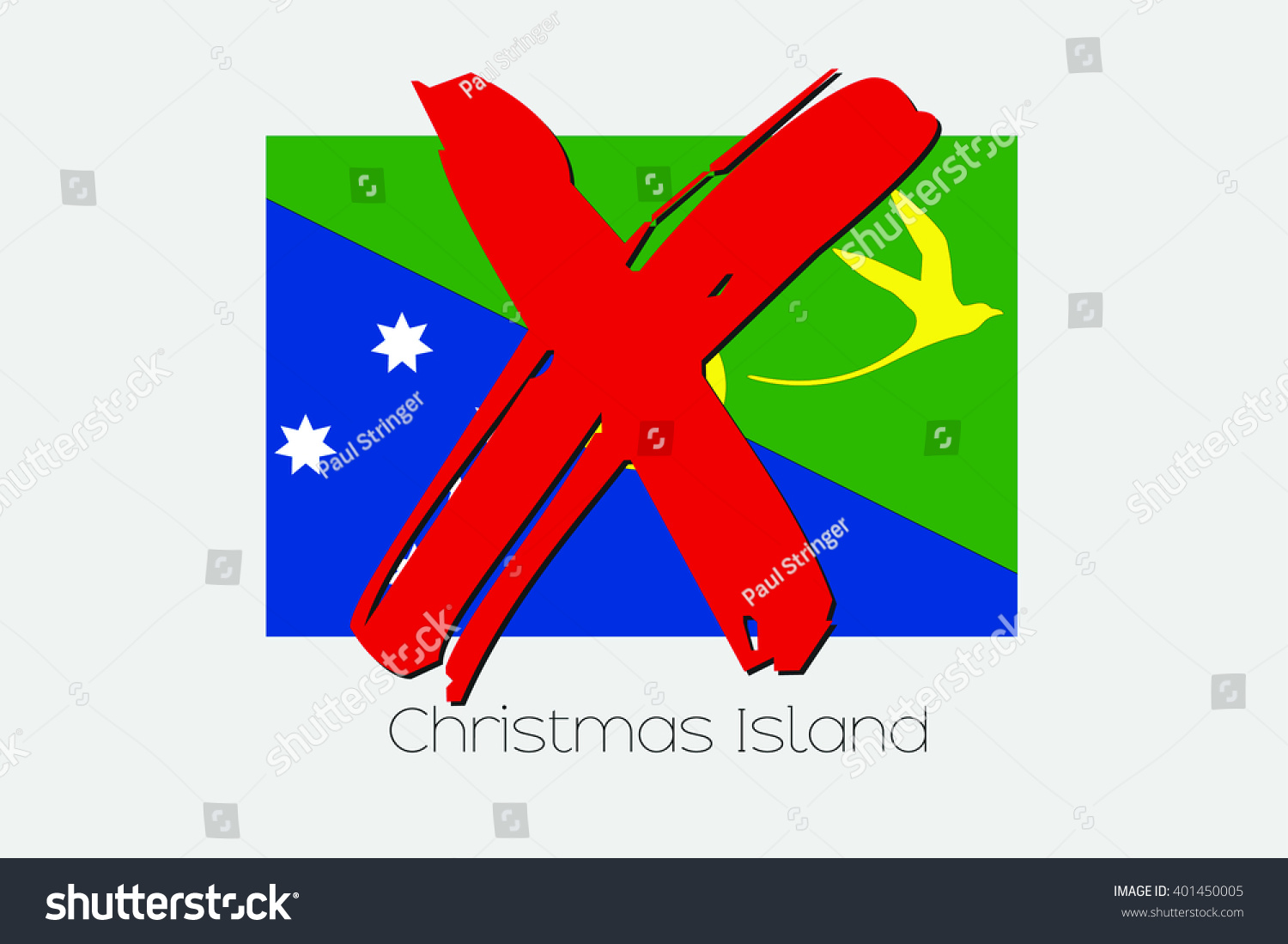 Flag Illustration Cross Through Christmas Island Stock Vector 401450005 - Shutterstock