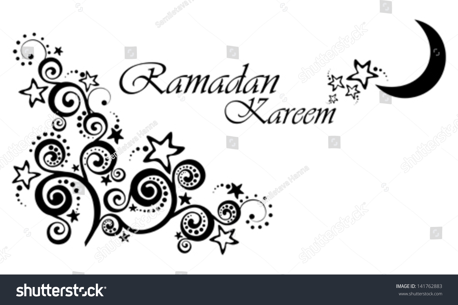 A Greeting Card Template 'Ramadan Kareem'. White Background With