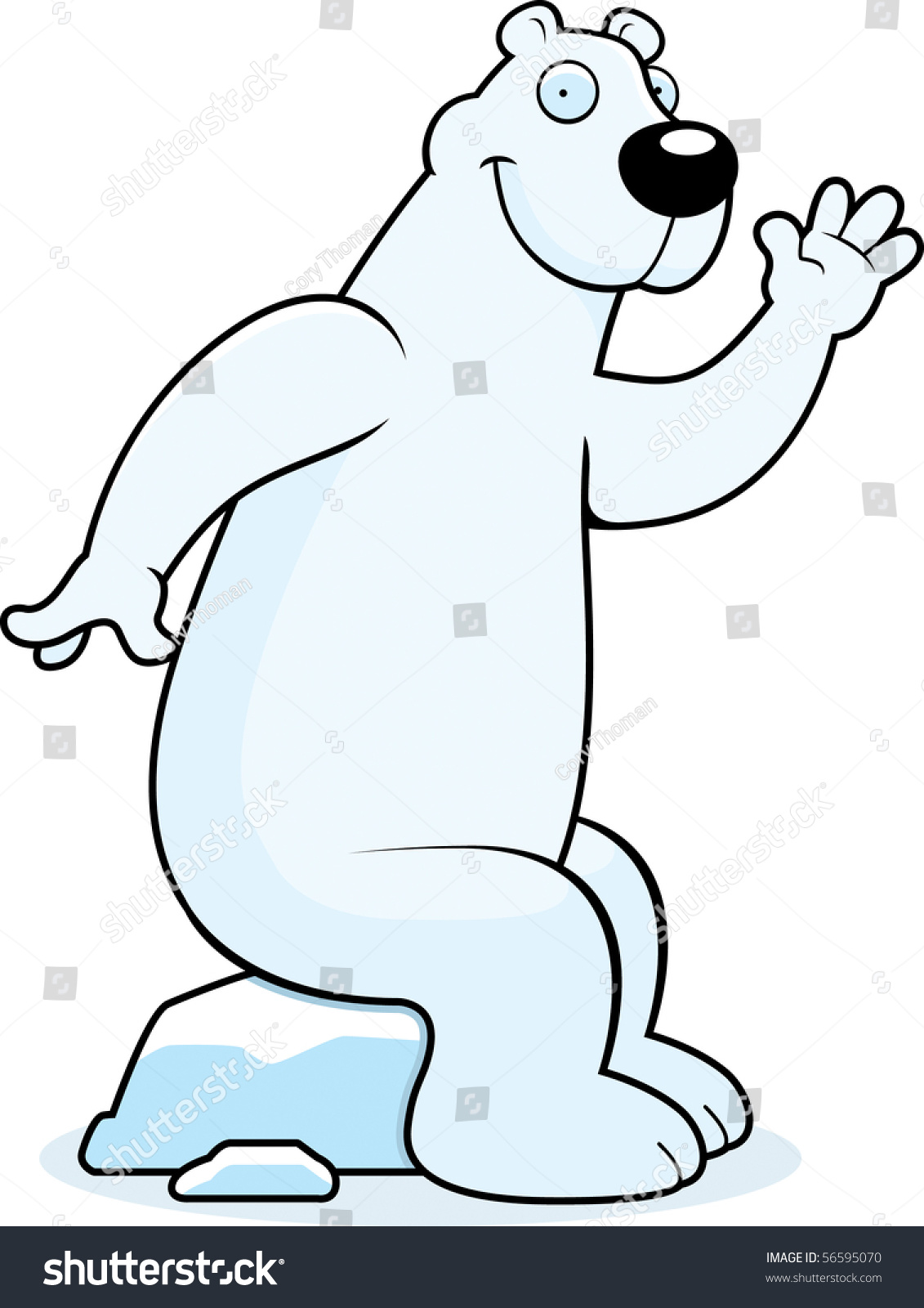 Happy Cartoon Polar Bear Sitting Smiling Stock Vector 56595070