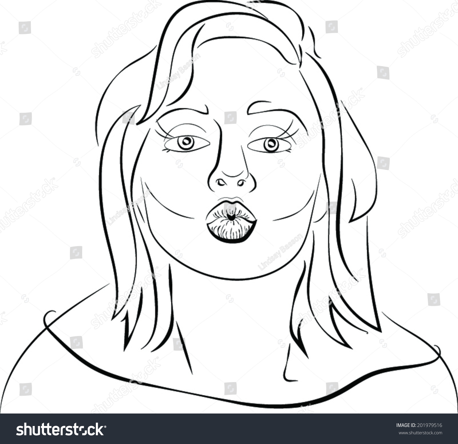 Line Drawing Woman Pouting Stock Vector 201979516 Shutterstock