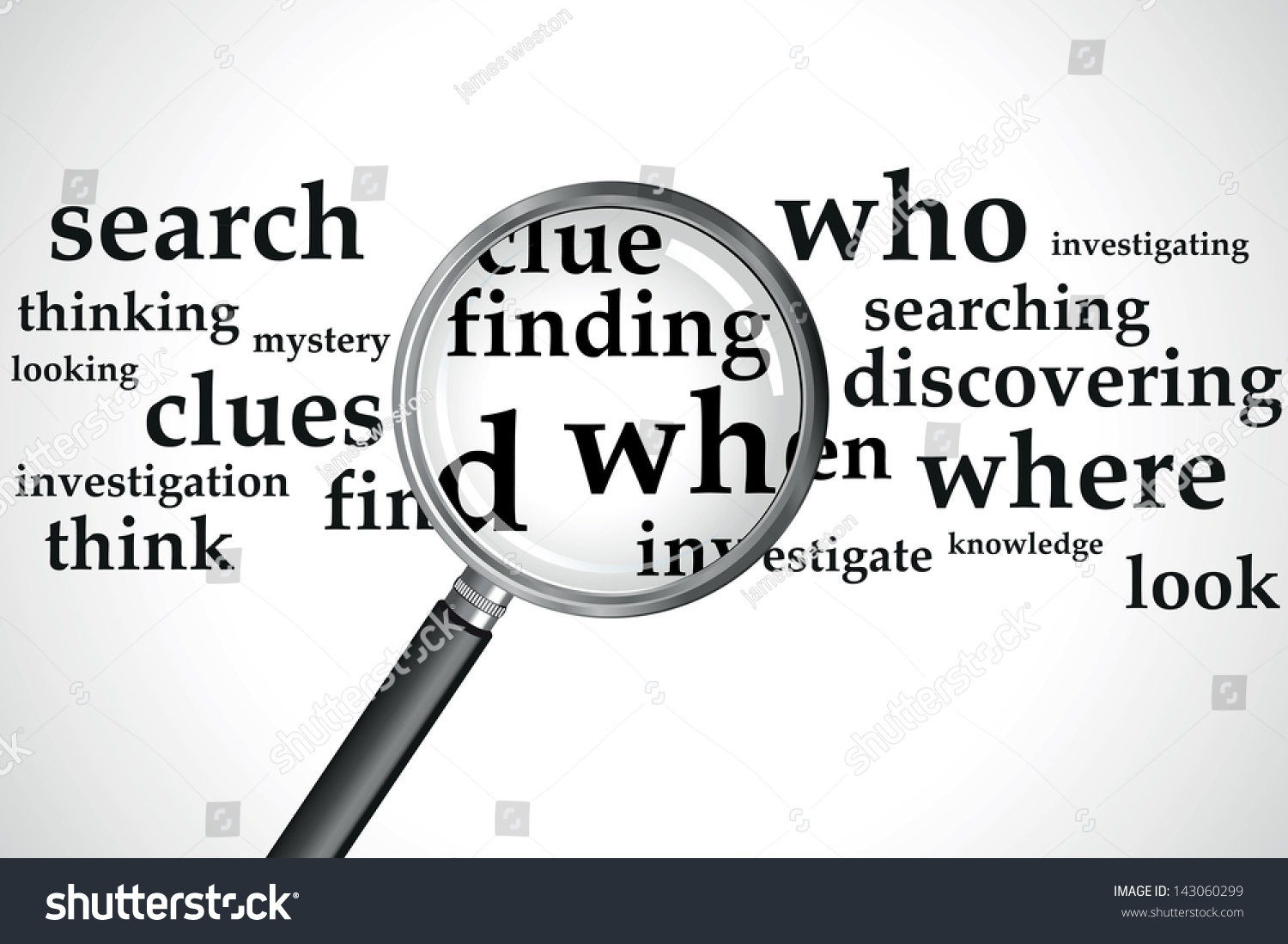 A Magnifying Glass Over A Selection Of Words Stock Vector Illustration